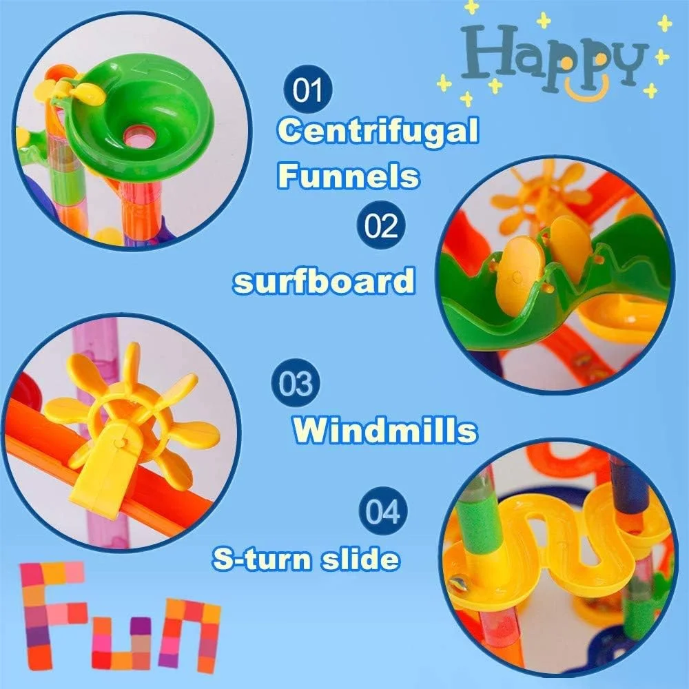 اسباب بازی مسیر توپ مرمر طرح خرس مومو، بلوک های ساختنی DIY، بازی ساخت مسیر مسابقه توپ مرمر برای کودکان 3، 4، 5، 6 سال به بالا، پسران و دختران