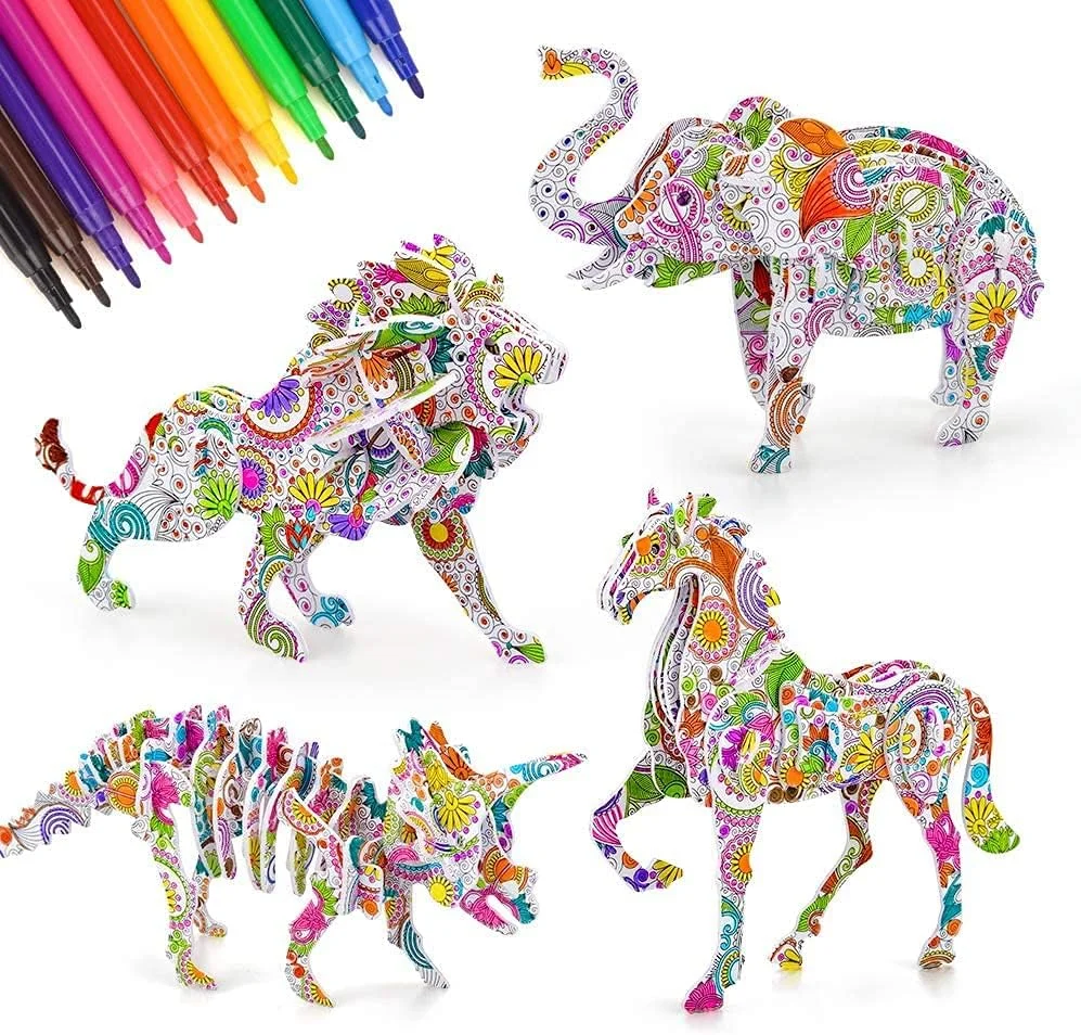 مجموعه پازل رنگ آمیزی سه بعدی Mumoo Bear - هدیه و اسباب بازی مناسب کودکان 5 تا 12 سال