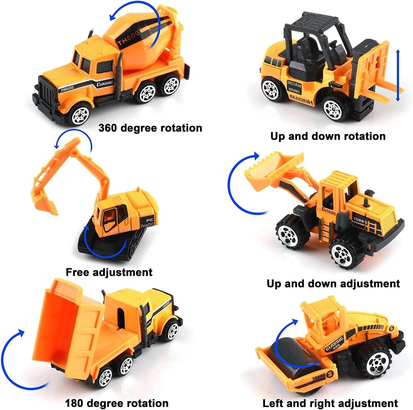 اسباب بازی های ساخت و ساز کودکان MUMOO BEAR - هدیه تولد، 6 عدد کامیون بازی، کامیون اسباب بازی، پسران نوپا، مجموعه ماشین های کوچک، ماشین های مهندسی دایکاست، بیل مکانیکی، هل دهنده