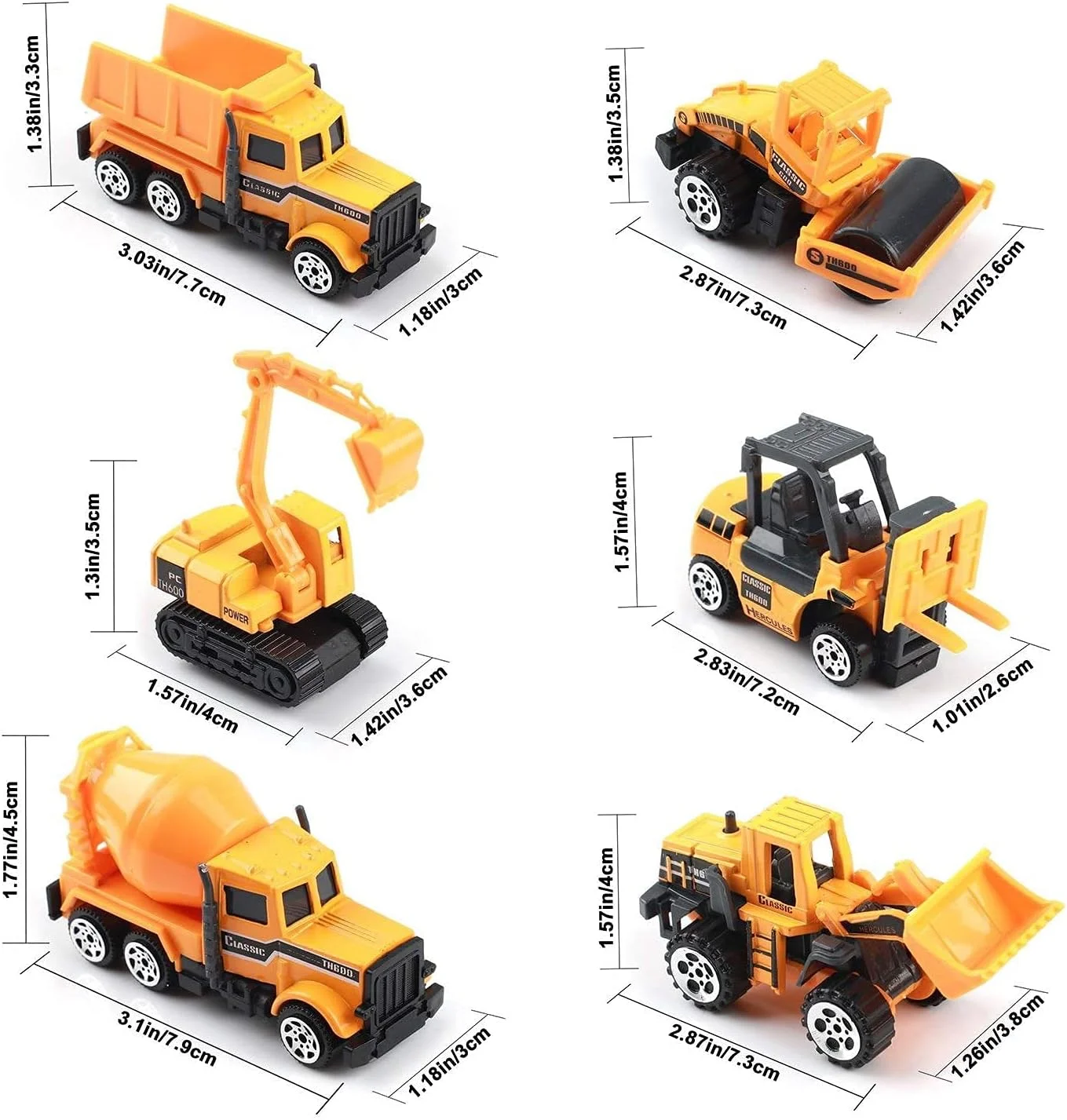 اسباب بازی های ساخت و ساز کودکان MUMOO BEAR - هدیه تولد، 6 عدد کامیون بازی، کامیون اسباب بازی، پسران نوپا، مجموعه ماشین های کوچک، ماشین های مهندسی دایکاست، بیل مکانیکی، هل دهنده