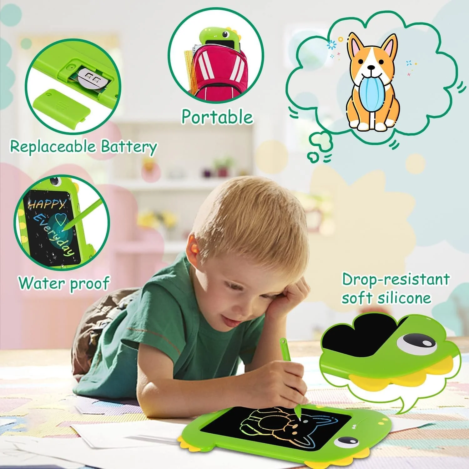 تبلت نوشتاری ال سی دی طرح دایناسور Mumoo Bear، تبلت نقاشی صفحه نمایش رنگی 8.5 اینچی، اسباب بازی های آموزشی برای کودکان 3، 4، 5، 6 و 7 ساله