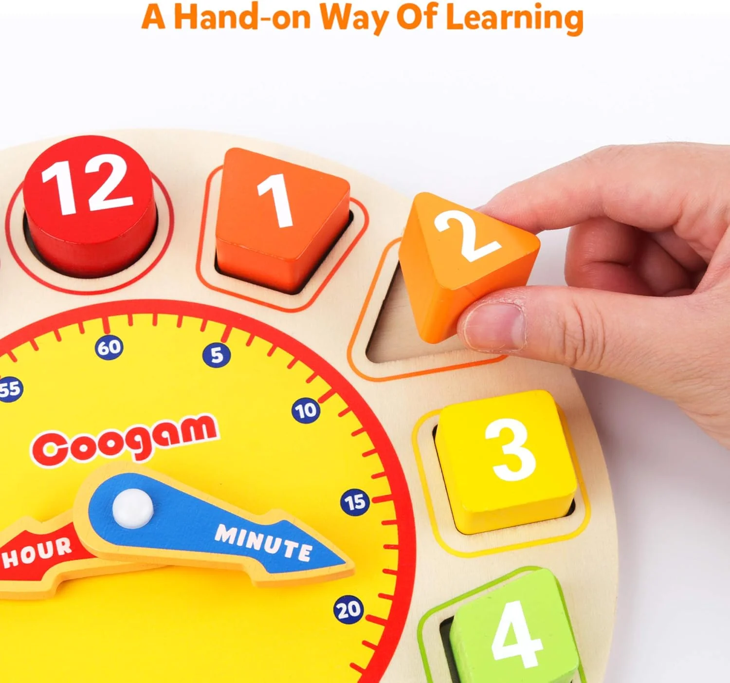 ساعت آموزشی چوبی مرتب سازی اشکال و رنگ ها – پازل بلوک های اعداد آموزش زمان، مرتب کننده پشته ای، اسباب بازی آموزشی مونته سوری برای یادگیری زودهنگام هدیه برای کودکان نوپا 1، 2 و 3 ساله