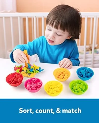 مجموعه اسباب بازی مرتب سازی دایناسور شمارش Coogam، بازی طبقه بندی تطبیق رنگ، اسباب بازی های آموزشی مونته سوری پیش دبستانی با مهارت های حرکتی ظریف برای کودکان 3، 4 و 5 ساله