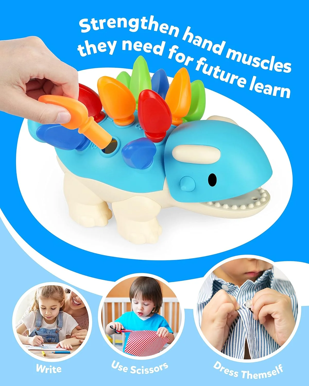 اسباب بازی مهارتهای حرکتی دایناسور Coogam، اسباب بازی آنکیلوساروس خاردار 13 تکه، مرتب سازی چیدن دینو تشخیص رنگ هدیه آموزشی مونته سوری برای کودکان نوپا 2 3 4 ساله