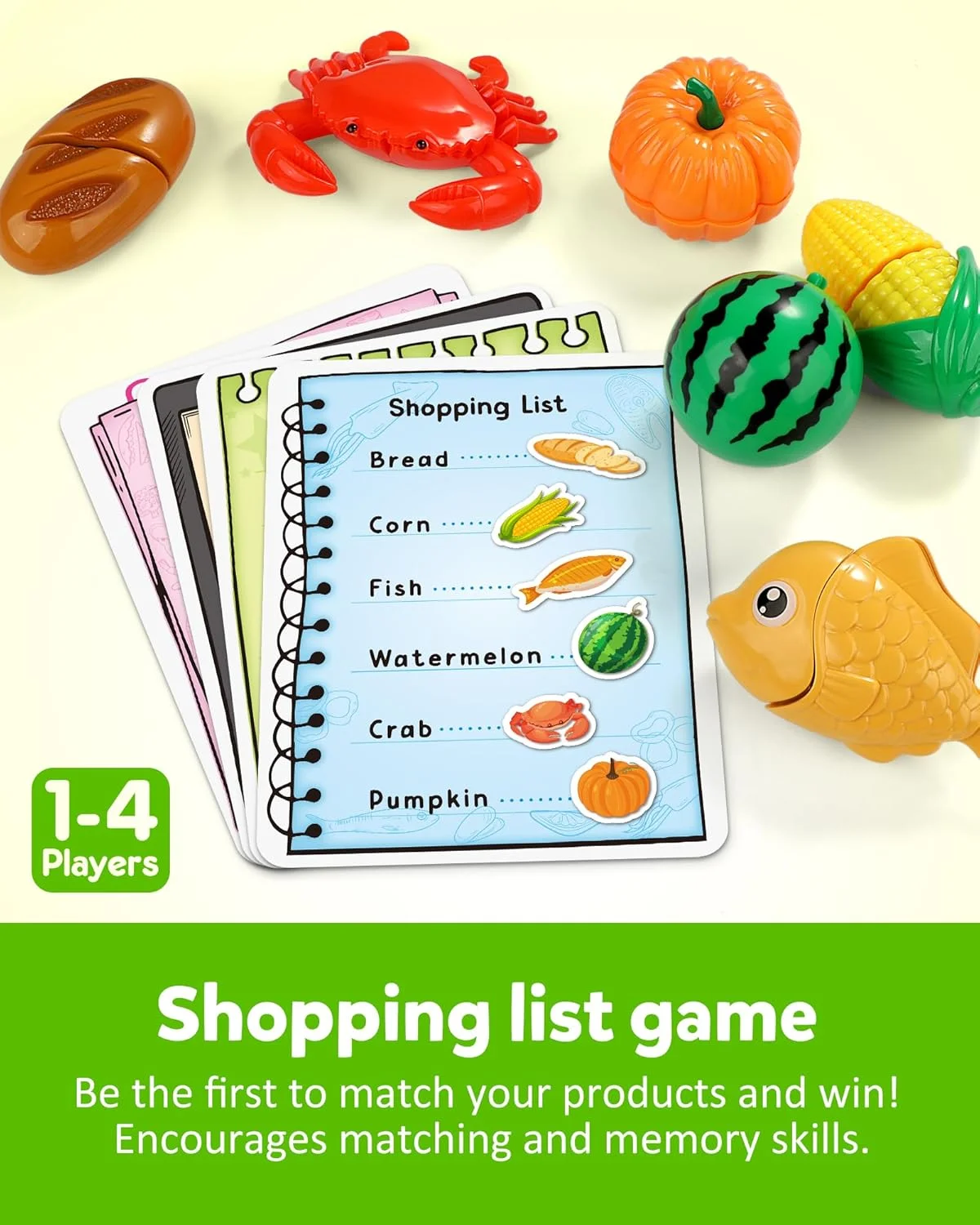 ست اسباب بازی غذای خیالی Coogam برای کودکان، میوه ها، گوشت ها و سبزیجات اسباب بازی، اسباب بازی برش و مخلوط کردن وعده های غذایی متعادل، لوازم جانبی آشپزخانه بازی با لیست خرید، اسباب بازی آموزشی برای کودکان 3، 4 و 5 ساله