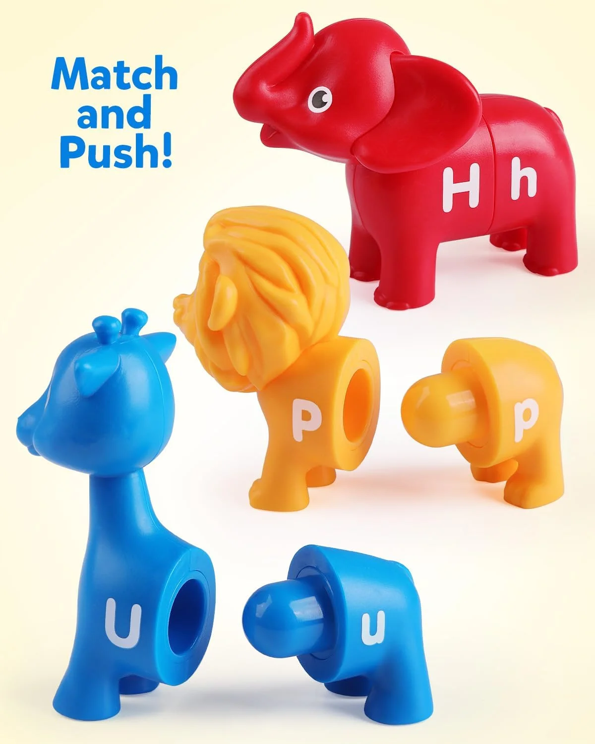 بازی تطبیق حروف الفبا و حیوانات کیوگام، 26 قطعه حروف بزرگ و کوچک، اسباب بازی حرکتی ظریف، اسباب بازی های آموزشی مونته سوری پیش دبستانی برای کودکان نوپا 2، 3، 4 ساله