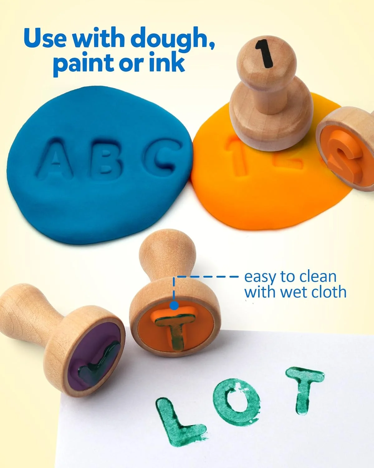 مجموعه کارت های آموزشی الفبا و اعداد چوبی کوگام، مُهرهای حروف الفبا و مُهرهای اعداد ریاضی، لوازم هنری و صنایع دستی، اسباب بازی آموزشی مونته سوری، هدیه برای کودکان 3، 4 و 5 ساله