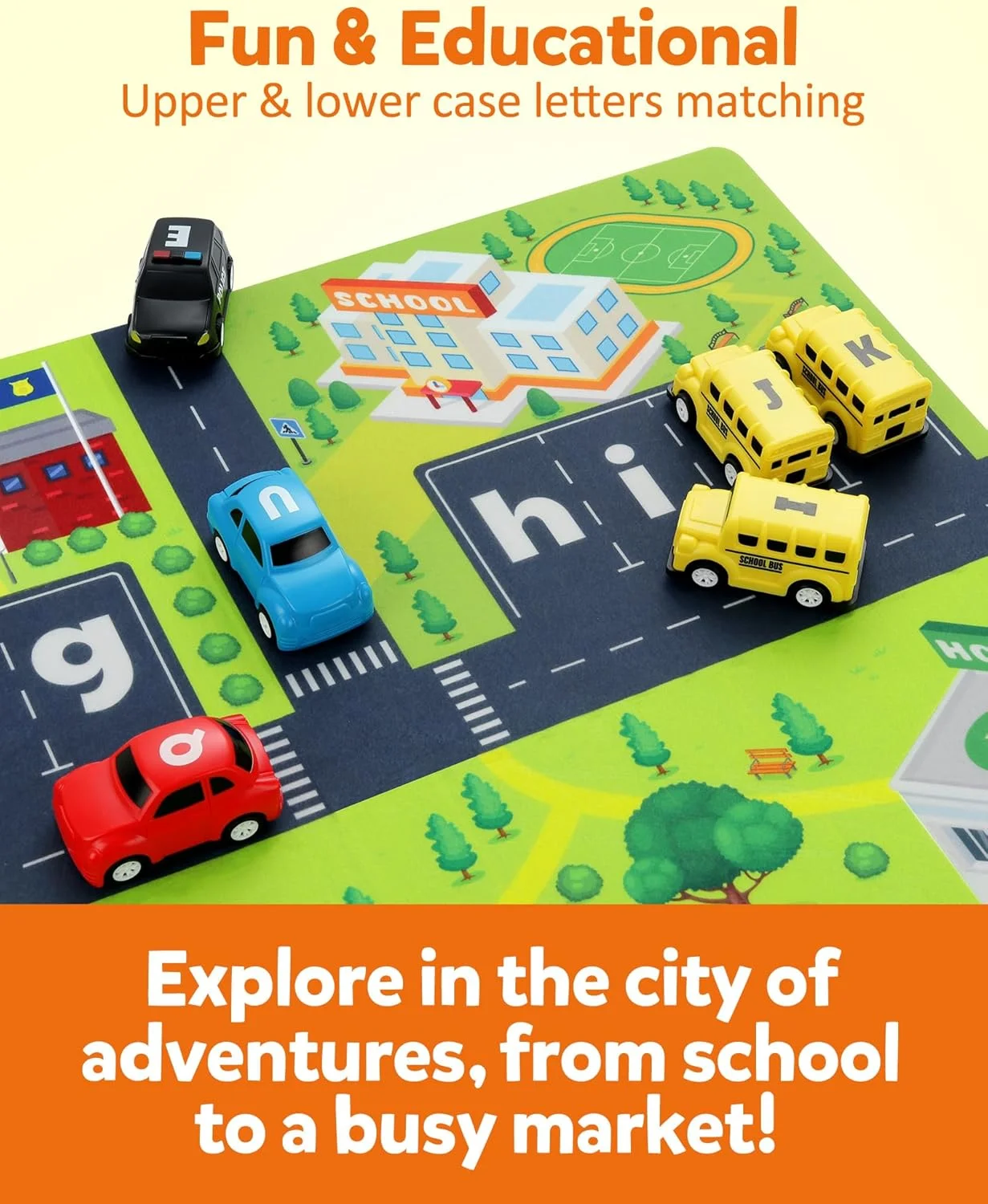لابیرنت الفبا کوگام، 26 عدد ماشین عقب کشیدنی با زیرانداز بازی، بازی تطبیق حروف پیش دبستانی برای کودکان 3، 4 و 5 ساله، اسباب بازی آموزشی حرکتی ظریف هدیه برای کودکان نوپا