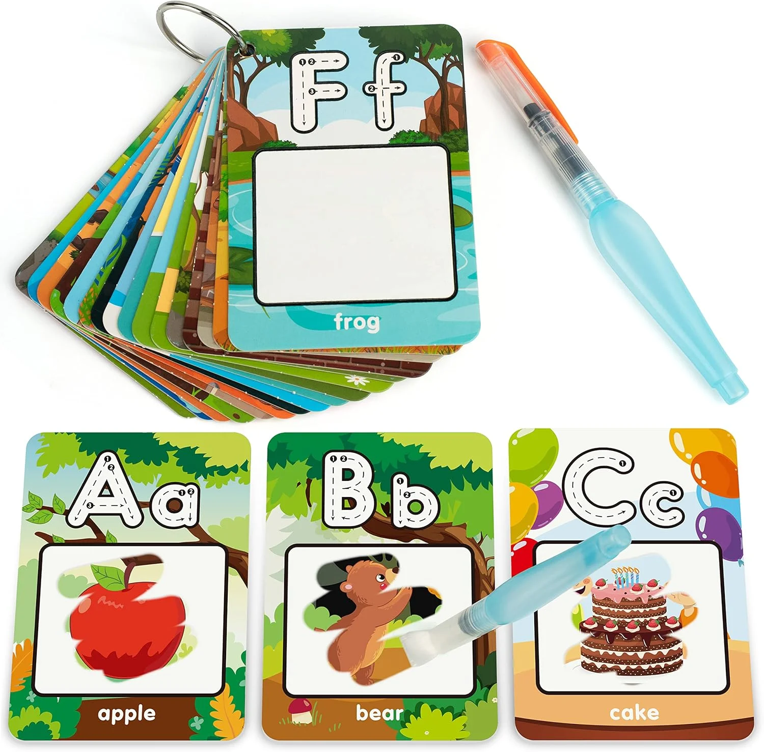 کارت های رنگ آمیزی با آب حروف الفبا کوگام، کارت های فلش نقاشی آکوا، نقاشی 26 حرف ABC کلمات، هدیه اسباب بازی آموزشی برای کودکان 3 4 5 ساله