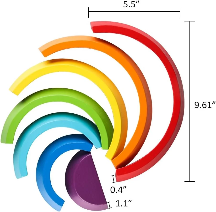 بلوک های پازل چوبی رنگین کمانی Coogam - بازی تونل سازی، بلوک های ساختمانی خلاقانه، تطبیق رنگ و شکل، مجموعه اسباب بازی آموزشی، هدیه برای رشد اولیه کودکان دختر و پسر