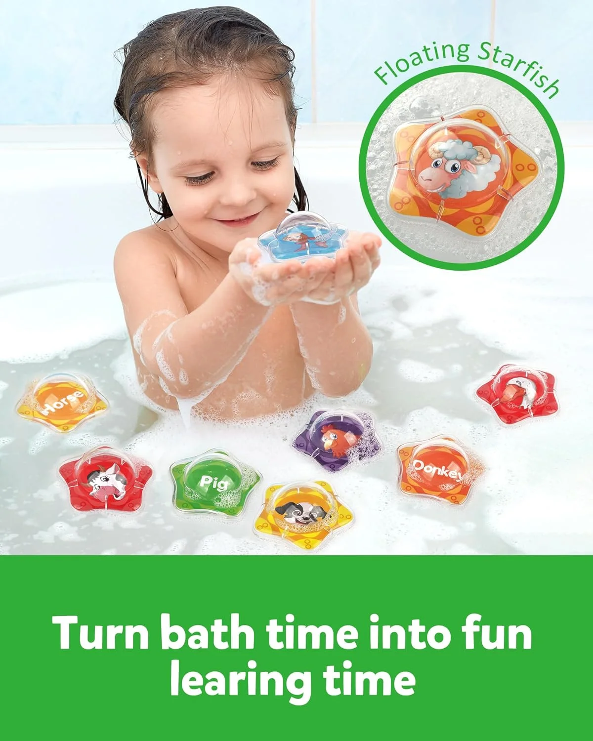 اسباب بازی حمام شناور کوگام برای کودکان نوپا، مجموعه 12 عددی اسباب بازی وان حمام حیوانات مزرعه، فعالیت های آموزشی مونته سوری، اسباب بازی استخر آب دوش ساحلی هدیه برای کودکان پیش دبستانی 2 3 4 5 ساله