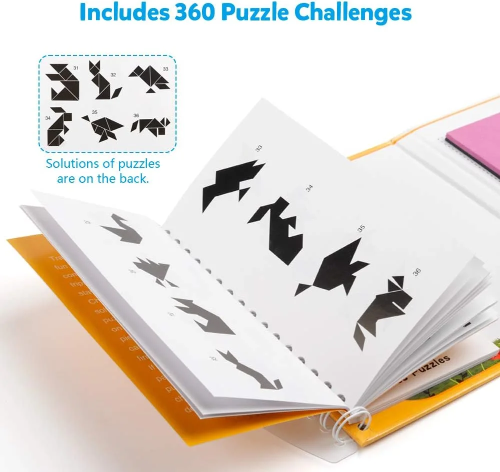 بازی فکری تانگرام مغناطیسی مسافرتی کوگام، اسباب بازی آموزشی هوش برای کودکان و بزرگسالان (360 الگو)