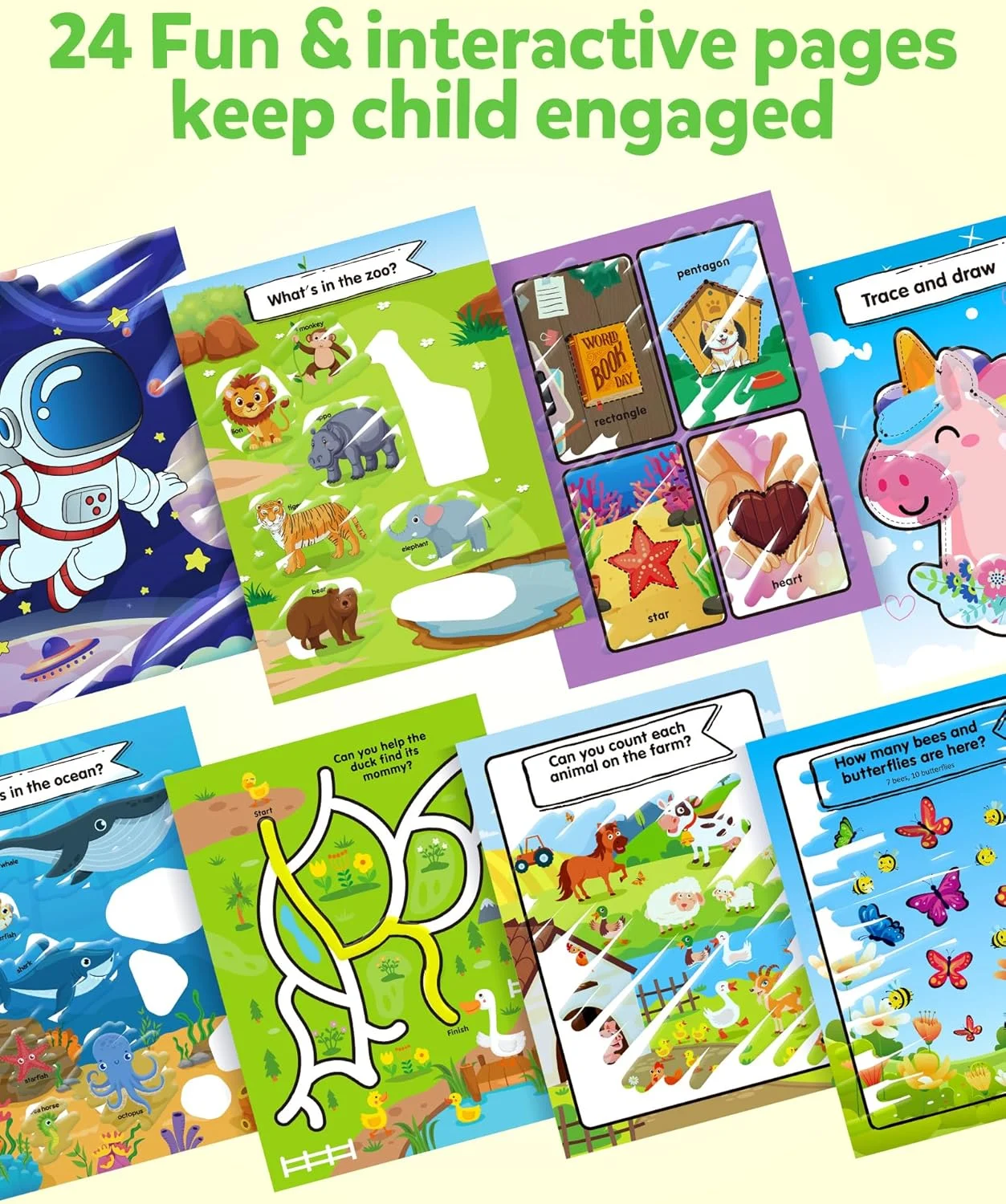 کتاب رنگ آمیزی با آب Coogam، اسباب بازی های نقاشی با آب بدون کثیف کاری، مجموعه 12 صفحه دو طرفه نقاشی با آب، هدیه آموزشی برای کودکان 3، 4 و 5 ساله