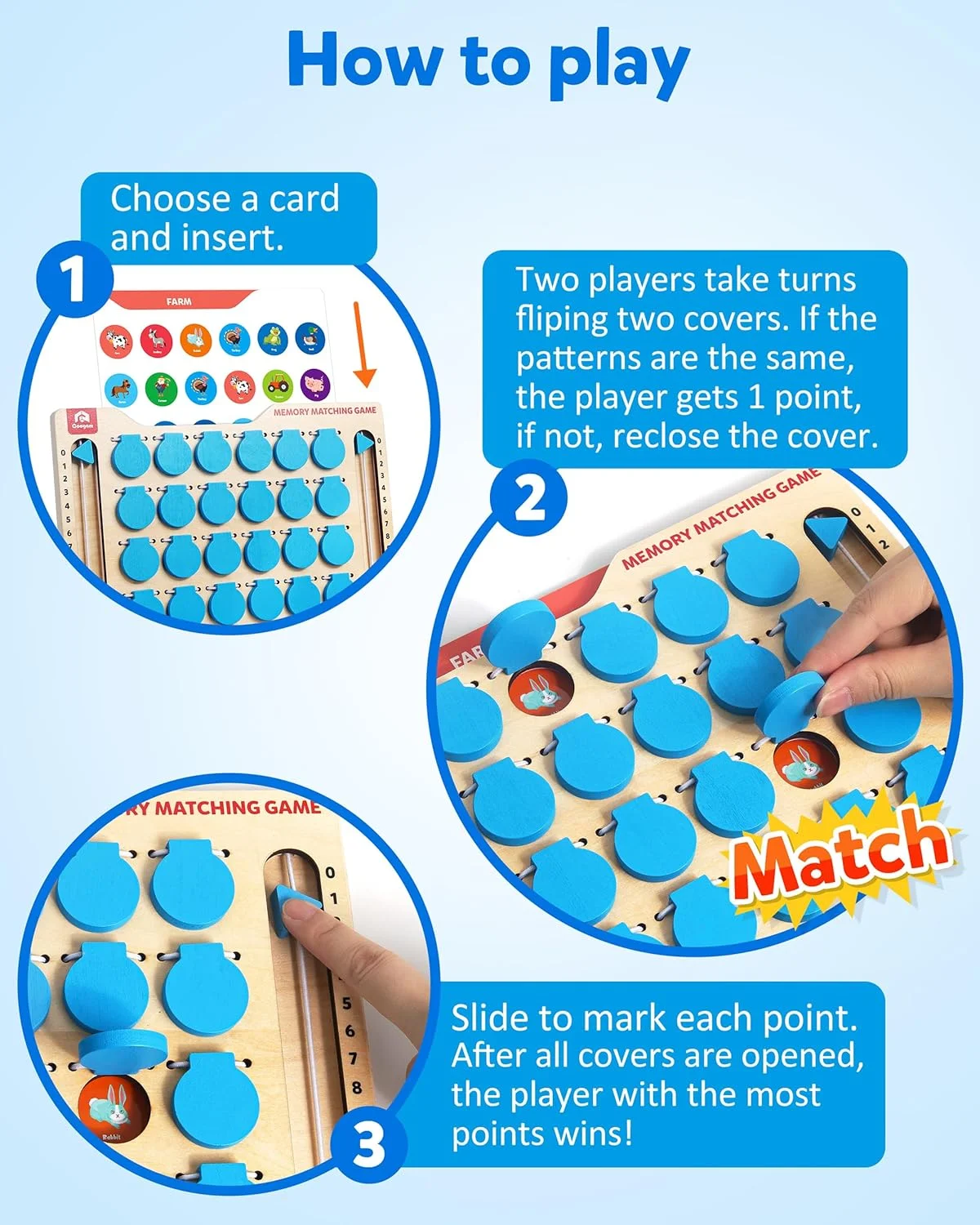بازی تطبیق حافظه Coogam، اسباب بازی تخته چوبی مسافرتی با کارت های حافظه، فعالیت ضروری برای سفر جاده ای، هواپیما/ماشین/کمپینگ، اسباب بازی هدیه آموزشی حرکتی ظریف برای کودکان 3، 4 و 5 ساله