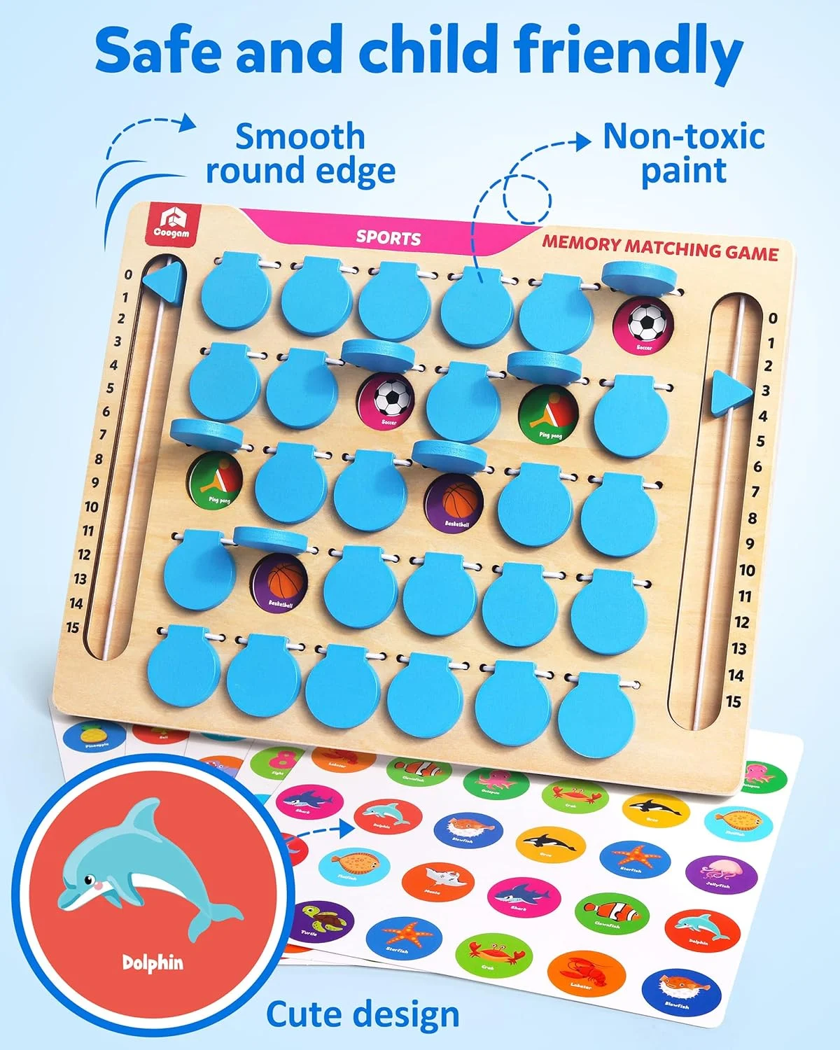 بازی تطبیق حافظه Coogam، اسباب بازی تخته چوبی مسافرتی با کارت های حافظه، فعالیت ضروری برای سفر جاده ای، هواپیما/ماشین/کمپینگ، اسباب بازی هدیه آموزشی حرکتی ظریف برای کودکان 3، 4 و 5 ساله