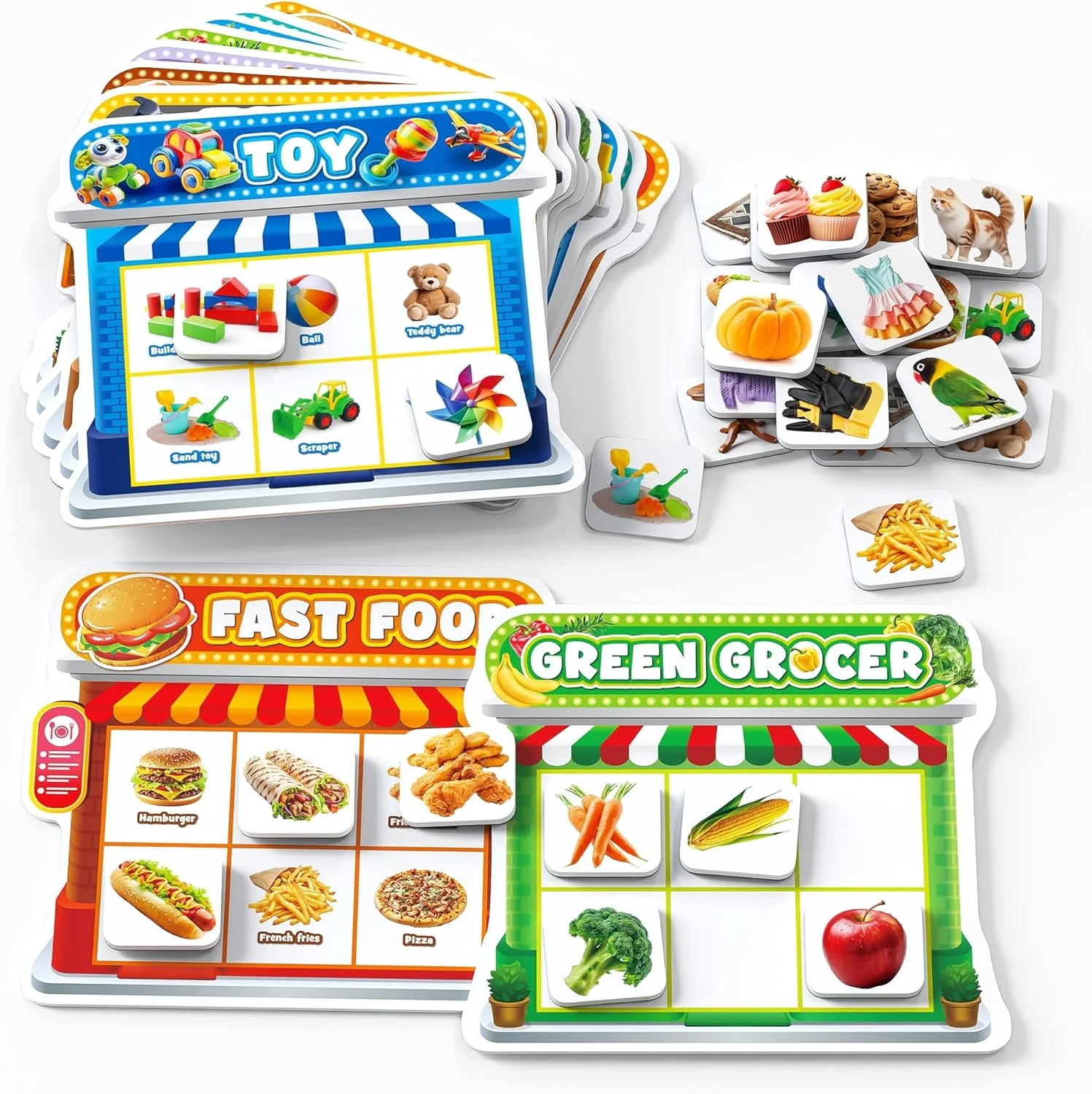 اسباب بازی آهنربایی یخچال Coogam، بازی تطبیق مغناطیسی حرکتی ظریف مونته سوری، مجموعه اسباب بازی مواد غذایی، حیوانات خانگی، خواربار، مبلمان، هدیه اسباب بازی حسی آموزشی برای کودکان نوپا 3-8 ساله