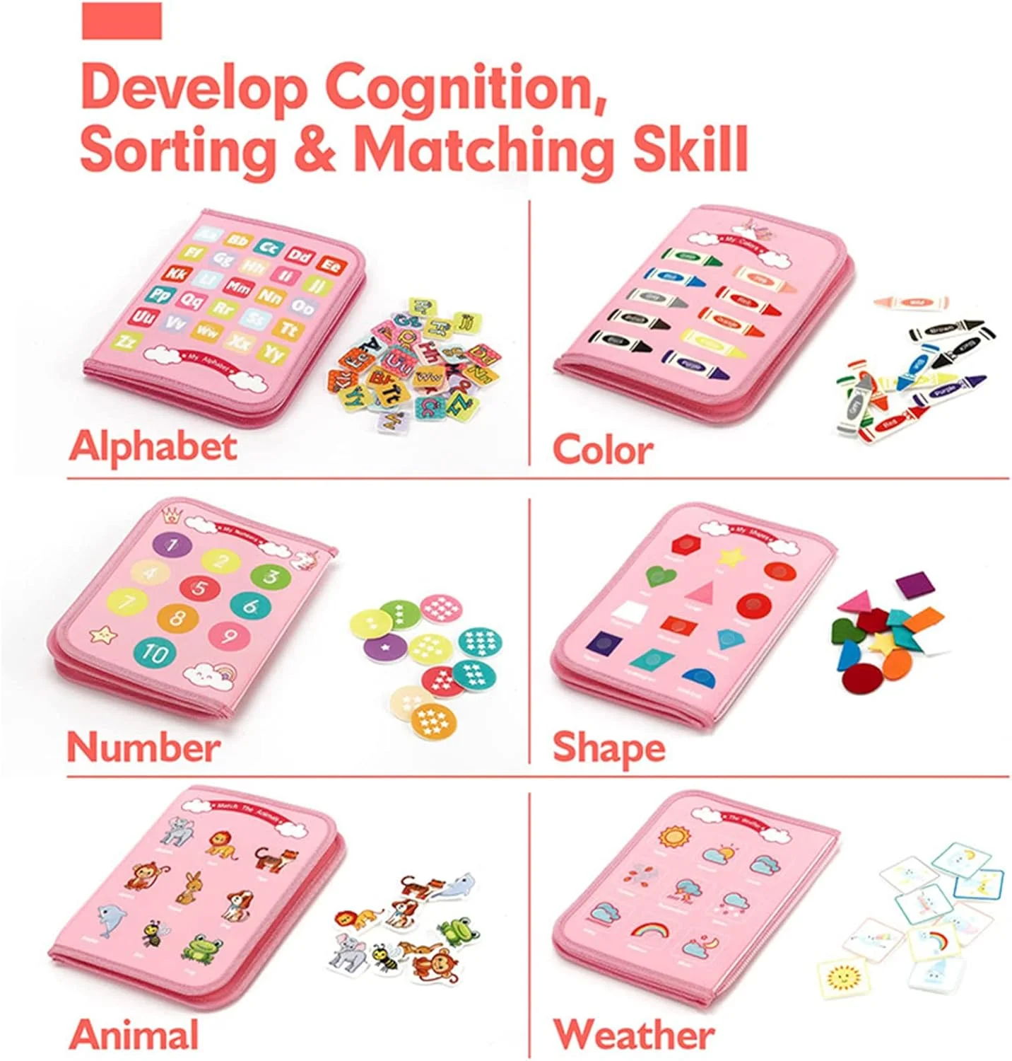 بورد آموزشی Beauenty، اسباب بازی های مونته سوری برای کودکان نوپا جهت توسعه مهارت های اساسی، اسباب بازی های آموزشی مسافرتی برای یادگیری مهارت های اولیه لباس پوشیدن، حسی برای پسران و دختران 3 و 4 ساله، هدیه تولد برای کودکان (صورتی)