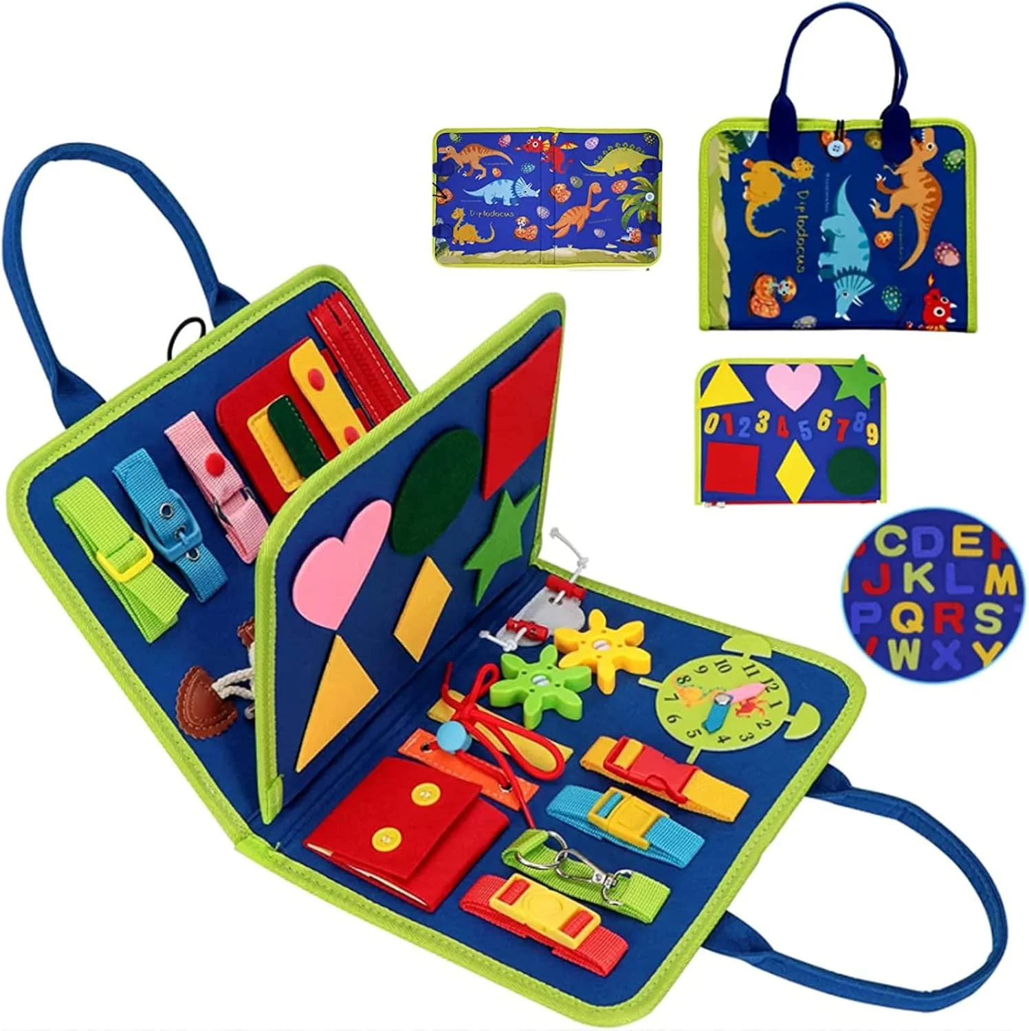 بورد آموزشی Beauenty، اسباب بازی های مونته سوری برای کودکان نوپا جهت تقویت مهارت های اساسی، اسباب بازی های آموزشی مسافرتی برای یادگیری مهارت های اولیه لباس پوشیدن، اسباب بازی های حسی برای پسران و دختران 3 و 4 ساله، هدیه تولد برای کودکان (آبی نفتی)