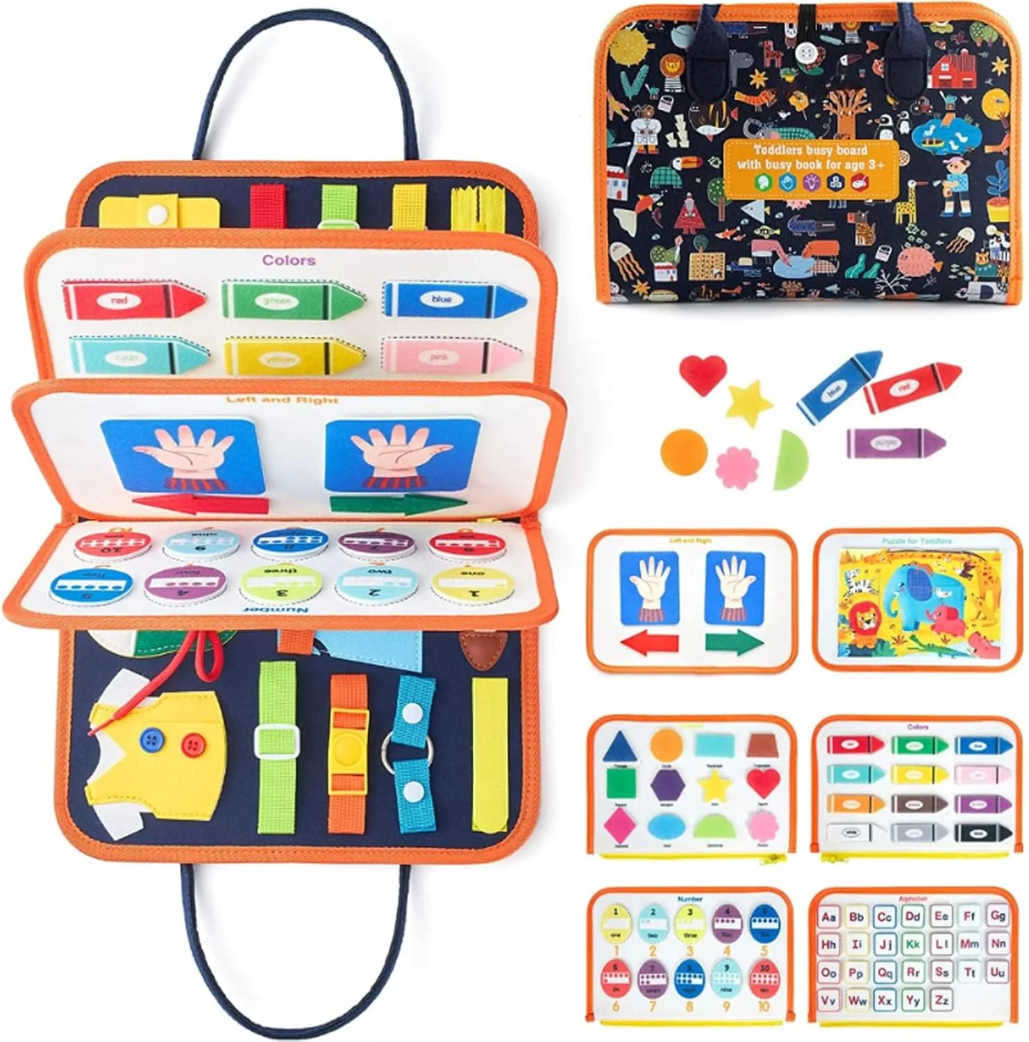 بورد آموزشی Beauenty، اسباب بازی های مونته سوری برای کودکان نوپا، توسعه مهارت های اساسی، اسباب بازی های آموزشی مسافرتی برای یادگیری مهارت های اولیه لباس پوشیدن، حسی برای پسران و دختران 3 و 4 ساله، هدیه تولد برای کودکان (آبی)