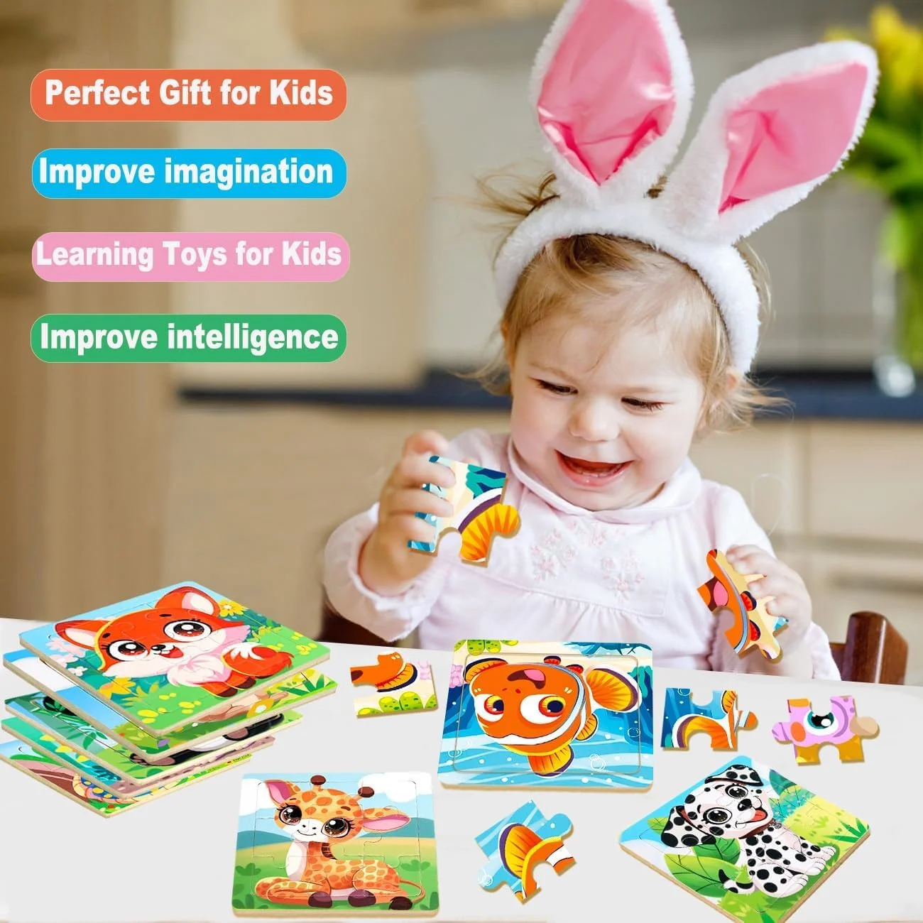 پازل های چوبی حیوانات برای کودکان 3-5 ساله، 8 تکه (مدل 1) پازل های چوبی حیوانات برای کودکان 3-5 ساله، 8 تکه (مدل 1)