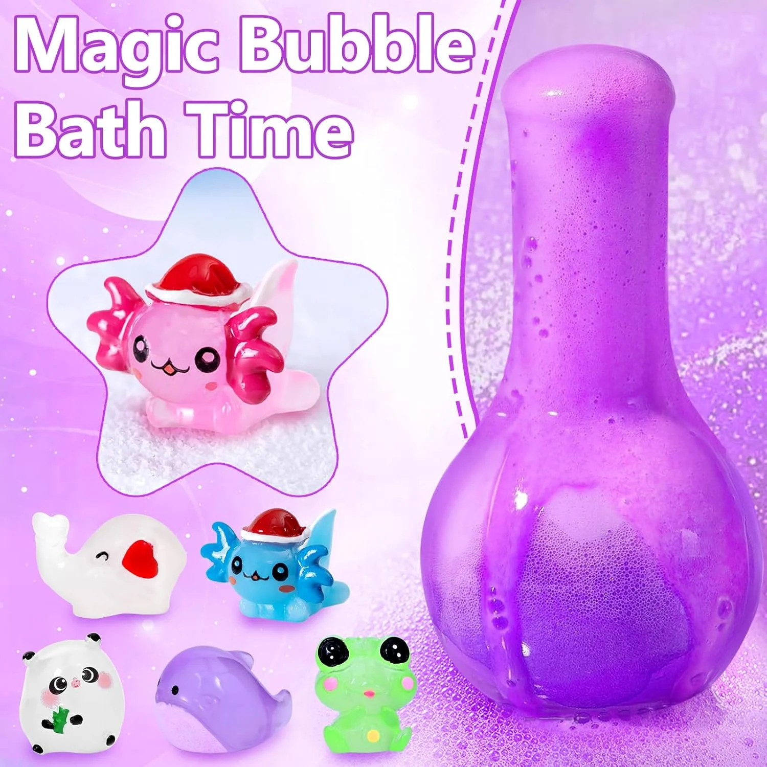 بمب حمام بوئنتی با اسباب بازی های سورپرایزی داخل، بسته 6 عددی بمب های حمام حباب دار، بمب حمام رنگارنگ با حجم حباب زیاد برای کودکان، تجربه حمام سرگرم کننده و آموزشی برای کودکان (استایل 3)