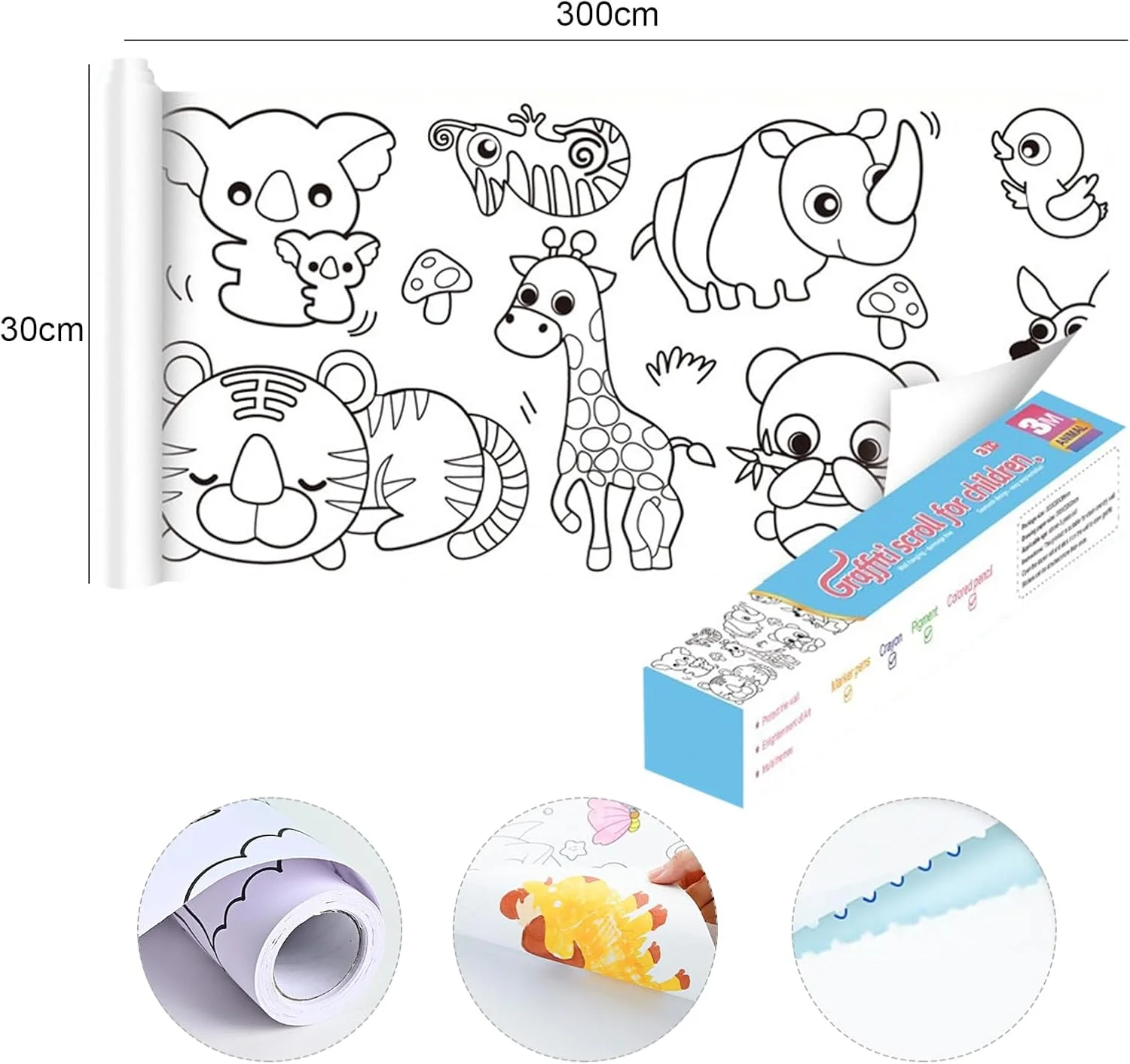 رول نقاشی کودکان Beauenty، رول کاغذ رنگ آمیزی چسبی DIY، کاغذهای پرکننده نقاشی برای کودکان نوپا 300 * 30 سانتی متر، اسباب بازی های آموزشی اولیه برای کودکان (دنیای حیوانات) رول نقاشی کودکان Beauenty، رول کاغذ رنگ آمیزی چسبی DIY، کاغذهای پرکننده نقاشی برای کودکان نوپا 300 * 30 سانتی متر، اسباب بازی های آموزشی اولیه برای کودکان (دنیای حیوانات)