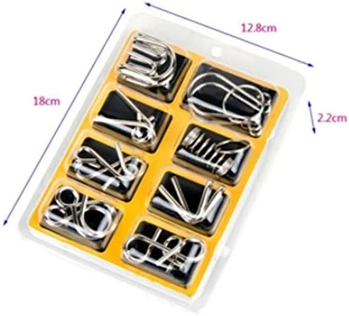 مجموعه 8 عددی پازل های فکری سیم فلزی، اسباب بازی شعبده بازی، پازل مونتاژ و جداسازی، اسباب بازی آموزشی هدیه برای کودکان و بزرگسالان