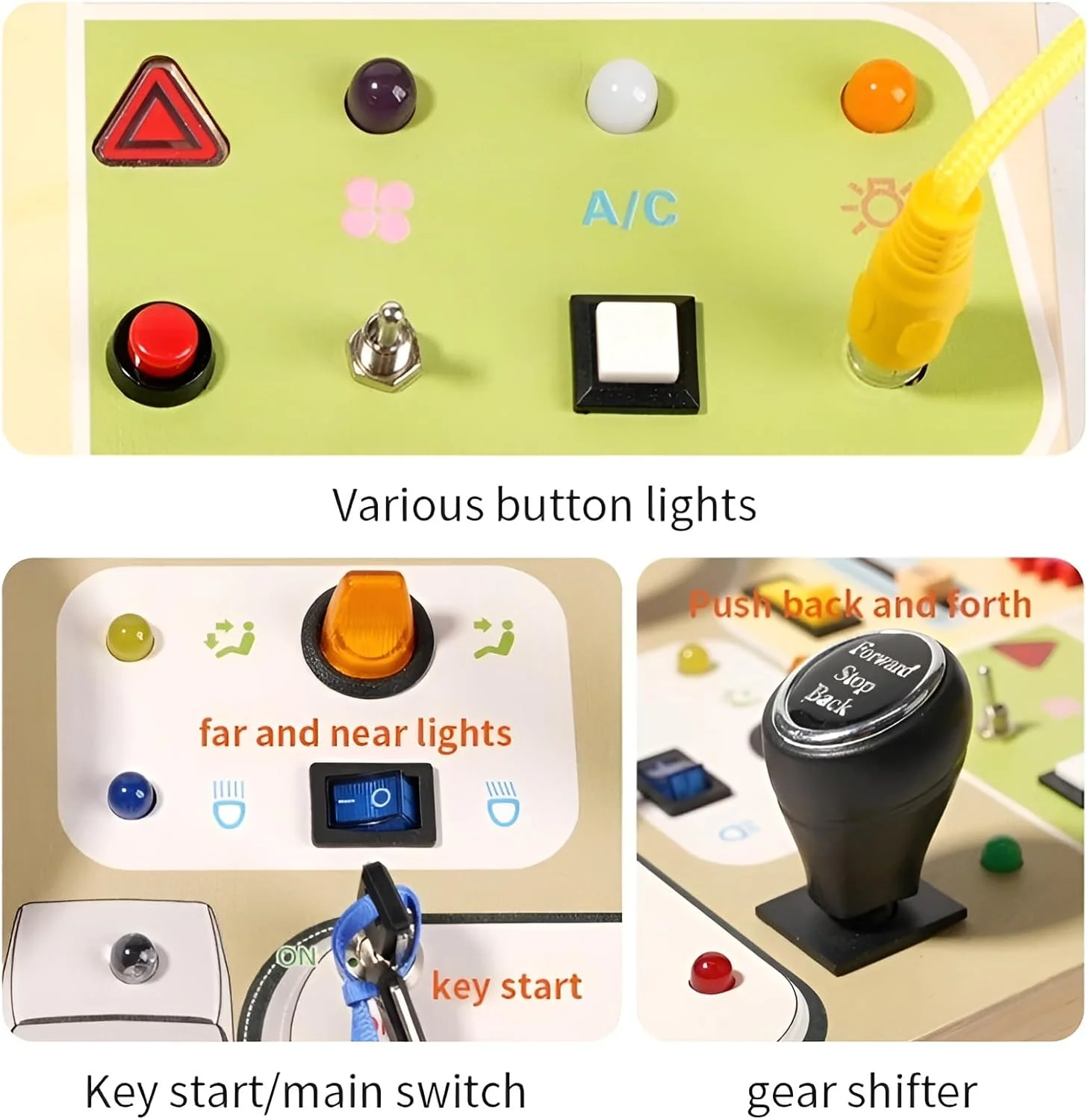 بیز بورد مونته سوری Beauenty برای کودکان نوپا، اسباب بازی چوبی حسی فرمان با چراغ LED، فعالیت های یادگیری پیش دبستانی برای مهارت های حرکتی ظریف، هدایای آموزشی برای کودکان