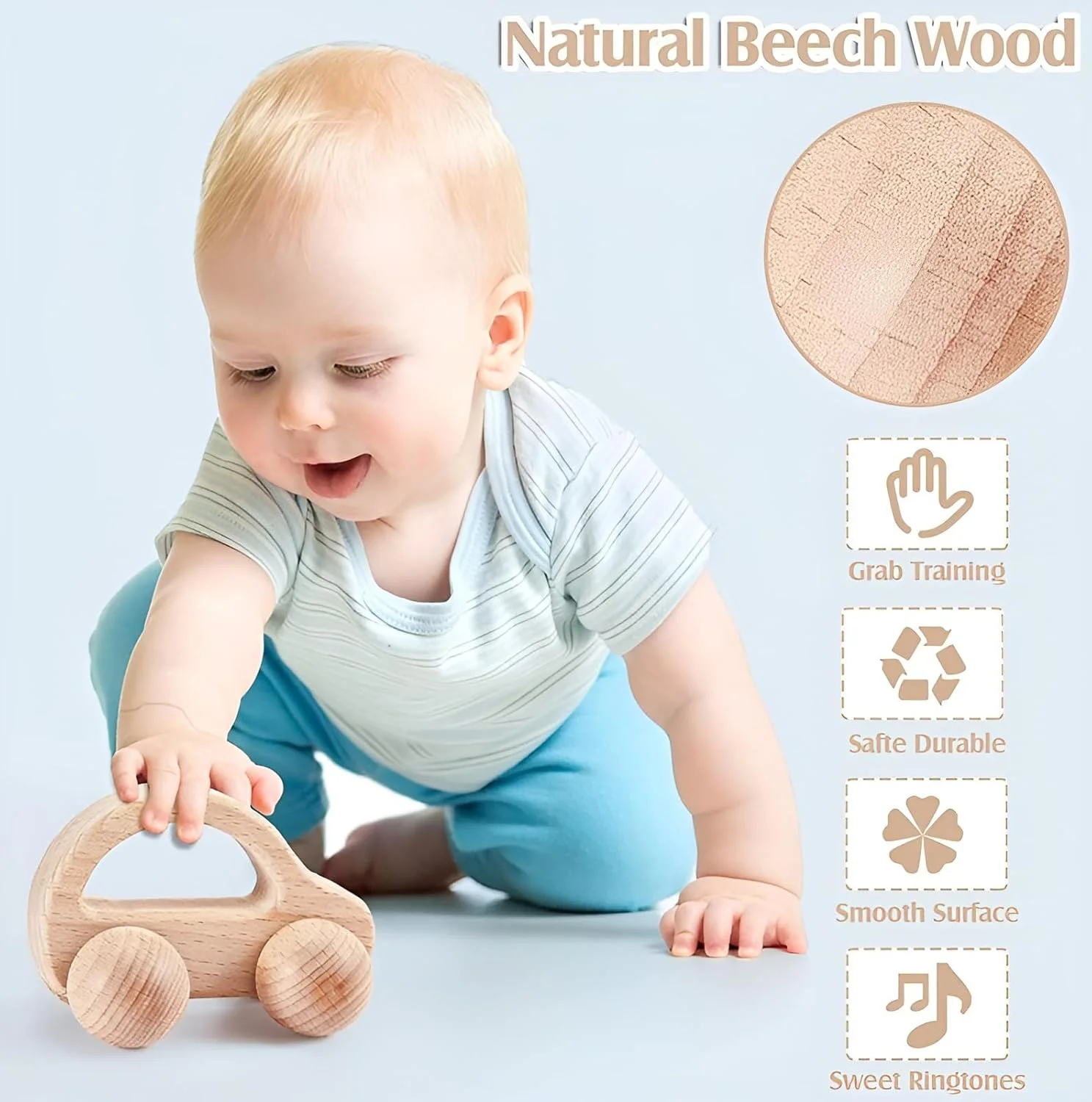 اسباب بازی های چوبی مونته سوری Beauenty، 5 تکه، جغجغه چوبی برای نوزاد 3-12 ماهه، با زنگوله، جغجغه های غلتکی و ماشین فشاری، اسباب بازی های چوبی مونته سوری برای نوزادان پسر و دختر، هدیه اسباب بازی های چوبی مونته سوری Beauenty، 5 تکه، جغجغه چوبی برای نوزاد 3-12 ماهه، با زنگوله، جغجغه های غلتکی و ماشین فشاری، اسباب بازی های چوبی مونته سوری برای نوزادان پسر و دختر، هدیه