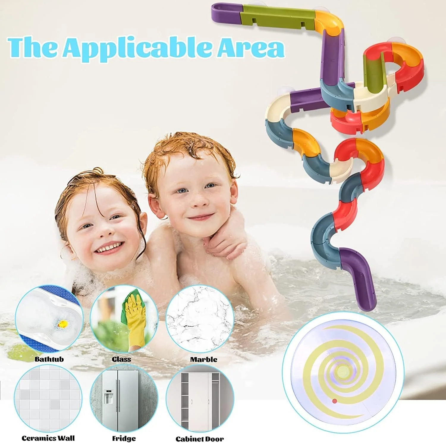 اسباب بازی های حمام خودساز بوئنتی، 48 قطعه مسیر توپ آبی برای کودکان 3 تا 8 سال، اسباب بازی های سرسره ای با قابلیت چسبندگی به دیوار، مناسب برای وان حمام، استخر، حمام، مجموعه قطعات جداشدنی، هدیه تولد برای کودکان (A) اسباب بازی های حمام خودساز بوئنتی، 48 قطعه مسیر توپ آبی برای کودکان 3 تا 8 سال، اسباب بازی های سرسره ای با قابلیت چسبندگی به دیوار، مناسب برای وان حمام، استخر، حمام، مجموعه قطعات جداشدنی، هدیه تولد برای کودکان (A)