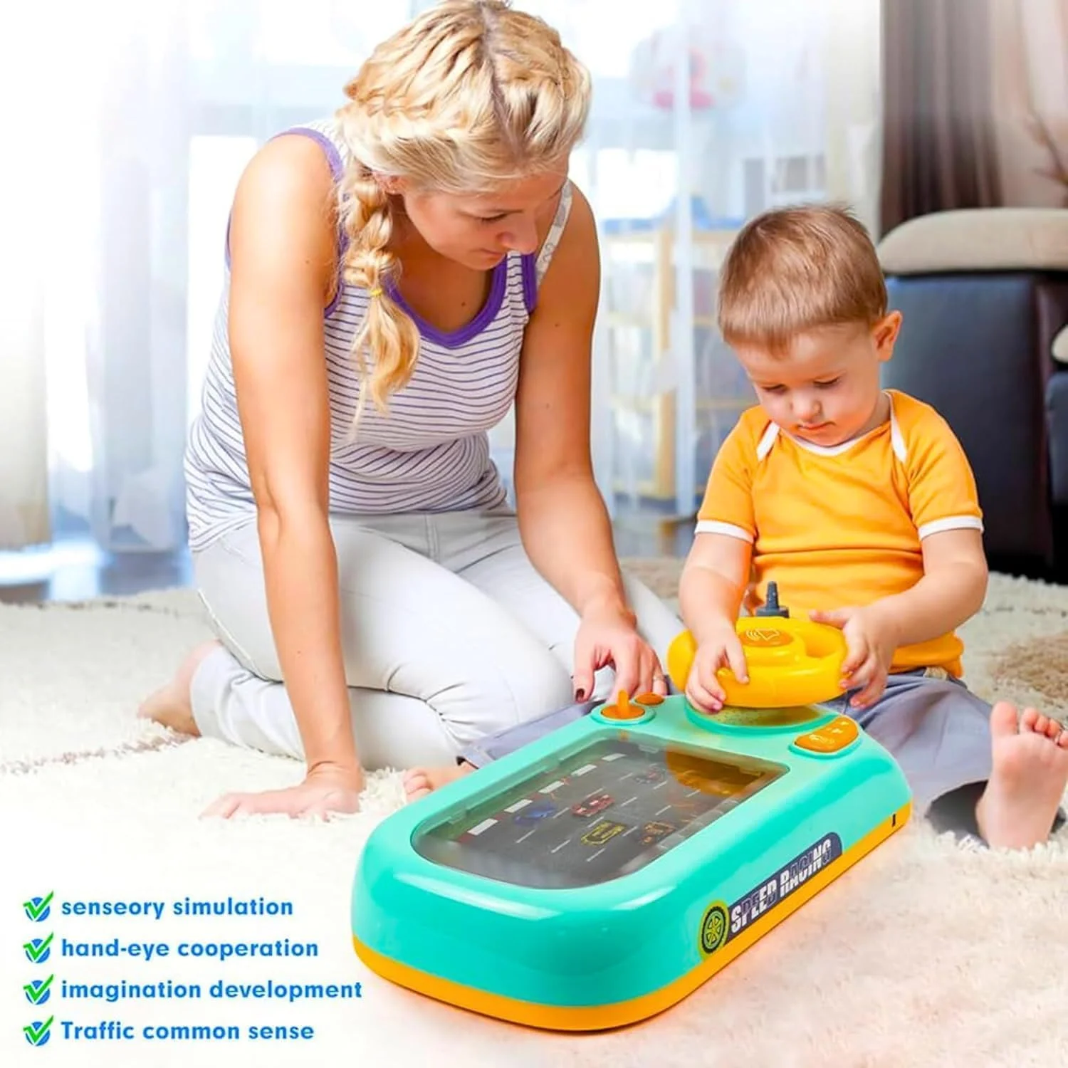 اسباب بازی فرمان موزیکال تعاملی AWH - بازی رانندگی واقعی با صدا و نور برای کودکان 4 تا 6 سال - مجموعه بازی داشبورد ماشین آموزشی سرگرم کننده برای پسران و دختران