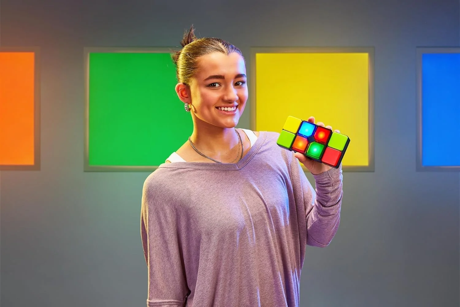 مکعب لغزنده الکترونیکی AWH - اسباب بازی فکری تعاملی با نور برای کودکان 6-12 سال، بازی موسیقی و حافظه، اسباب بازی آموزشی قابل حمل برای سفر و تعطیلات