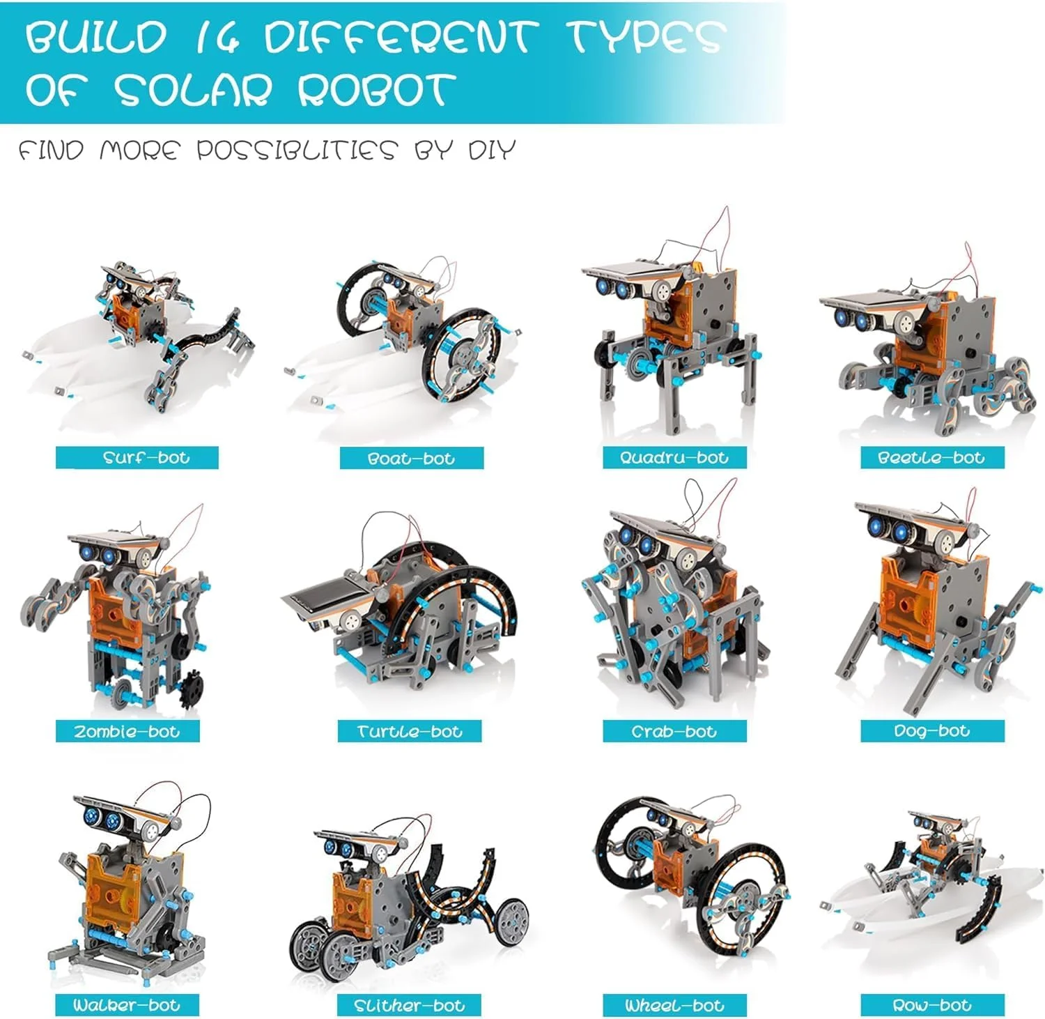 کیت ربات خورشیدی 14 در 1 – اسباب بازی علمی آموزشی DIY STEM، مجموعه ساخت با انرژی خورشیدی برای کودکان، کیت آزمایش مهندسی خلاقانه، برای پسران و دختران 8 تا 12 سال