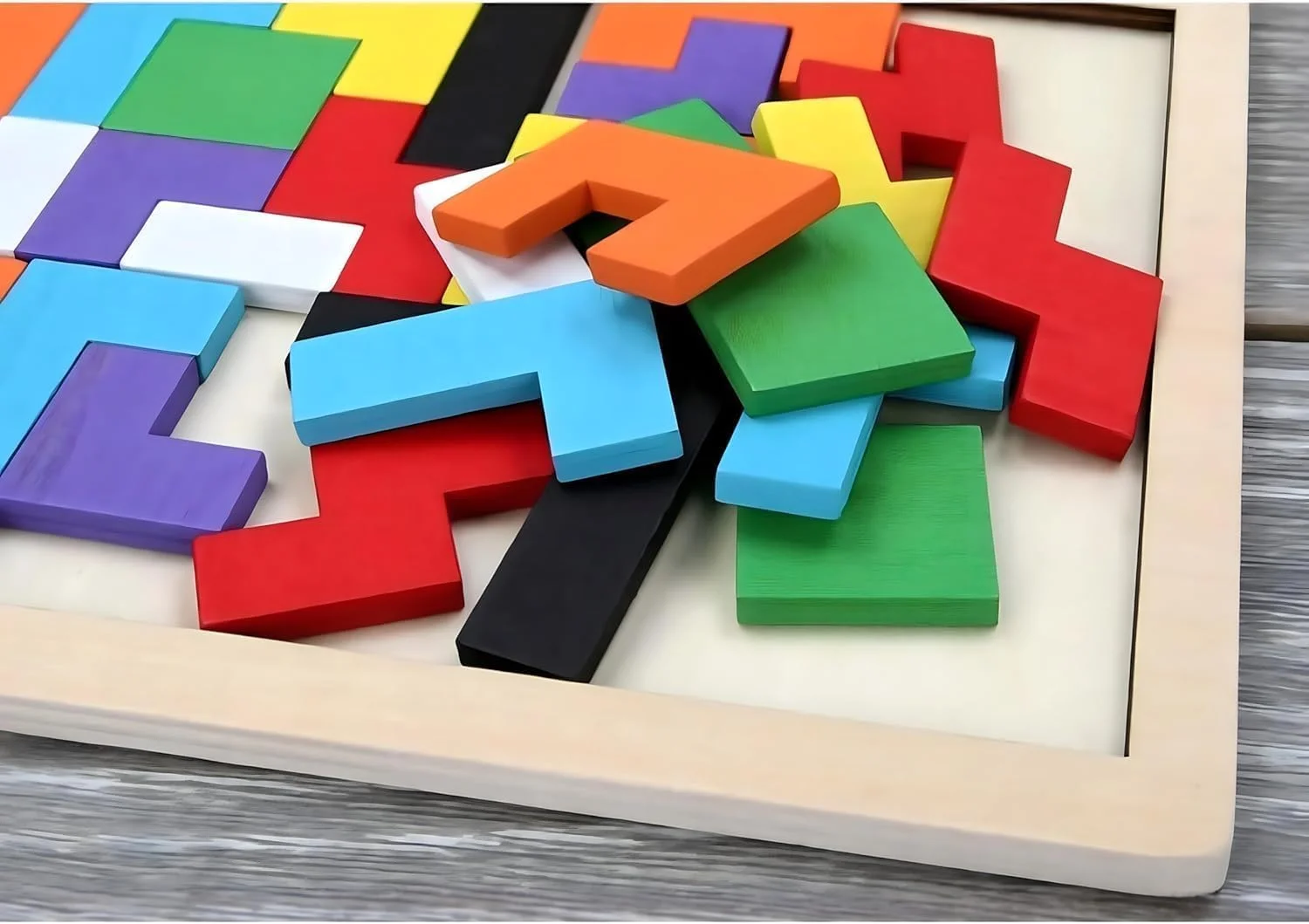 مجموعه بازی آموزشی چوبی 3 در 1 AWH - پازل تانگرام، تخته بازی دوز برای کودکان 3 سال به بالا - اسباب بازی تقویت کننده ذهن برای پسران و دختران، سرگرمی آموزشی الهام گرفته از روش مونته سوری