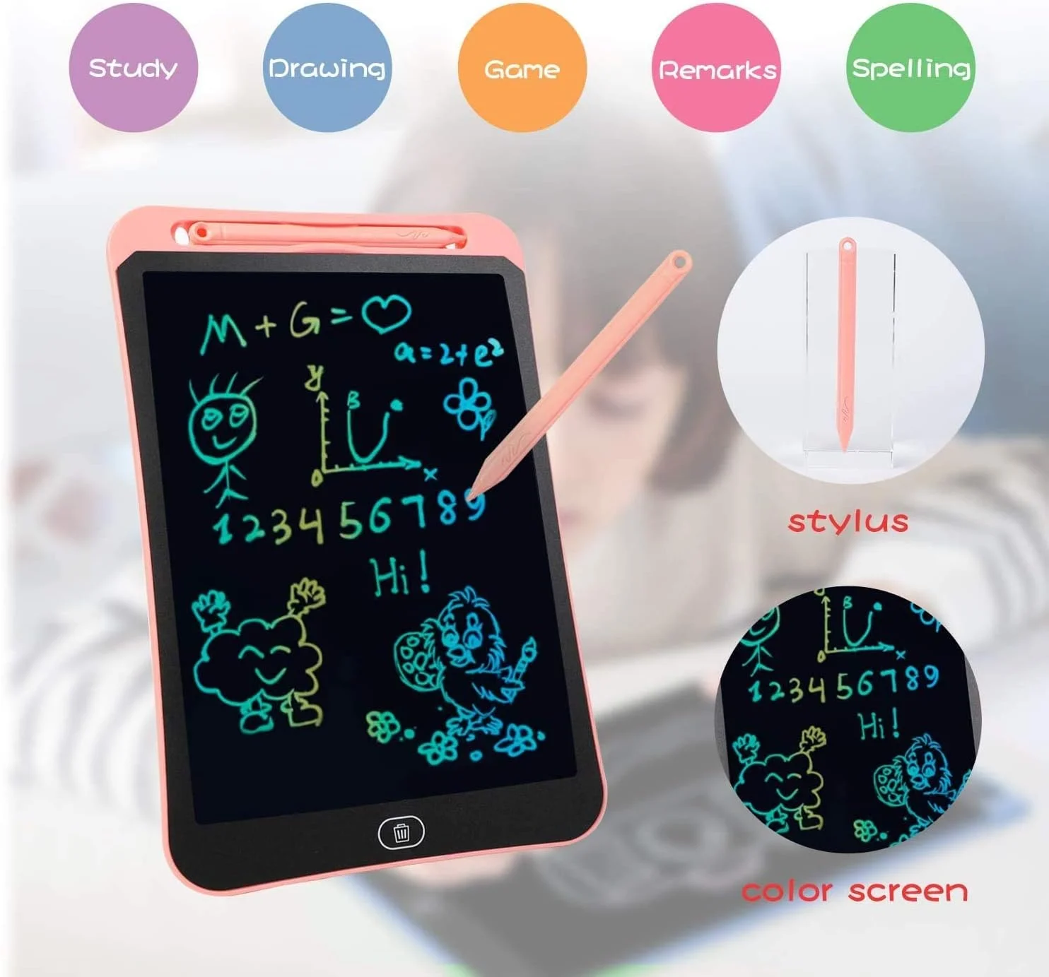 تبلت نوشتاری LCD، تبلت طراحی رنگارنگ 8.5 اینچی، پد طراحی الکترونیکی قابل پاک کردن و استفاده مجدد، اسباب بازی آموزشی و یادگیری برای پسران و دختران 2 تا 7 ساله تبلت نوشتاری LCD، تبلت طراحی رنگارنگ 8.5 اینچی، پد طراحی الکترونیکی قابل پاک کردن و استفاده مجدد، اسباب بازی آموزشی و یادگیری برای پسران و دختران 2 تا 7 ساله