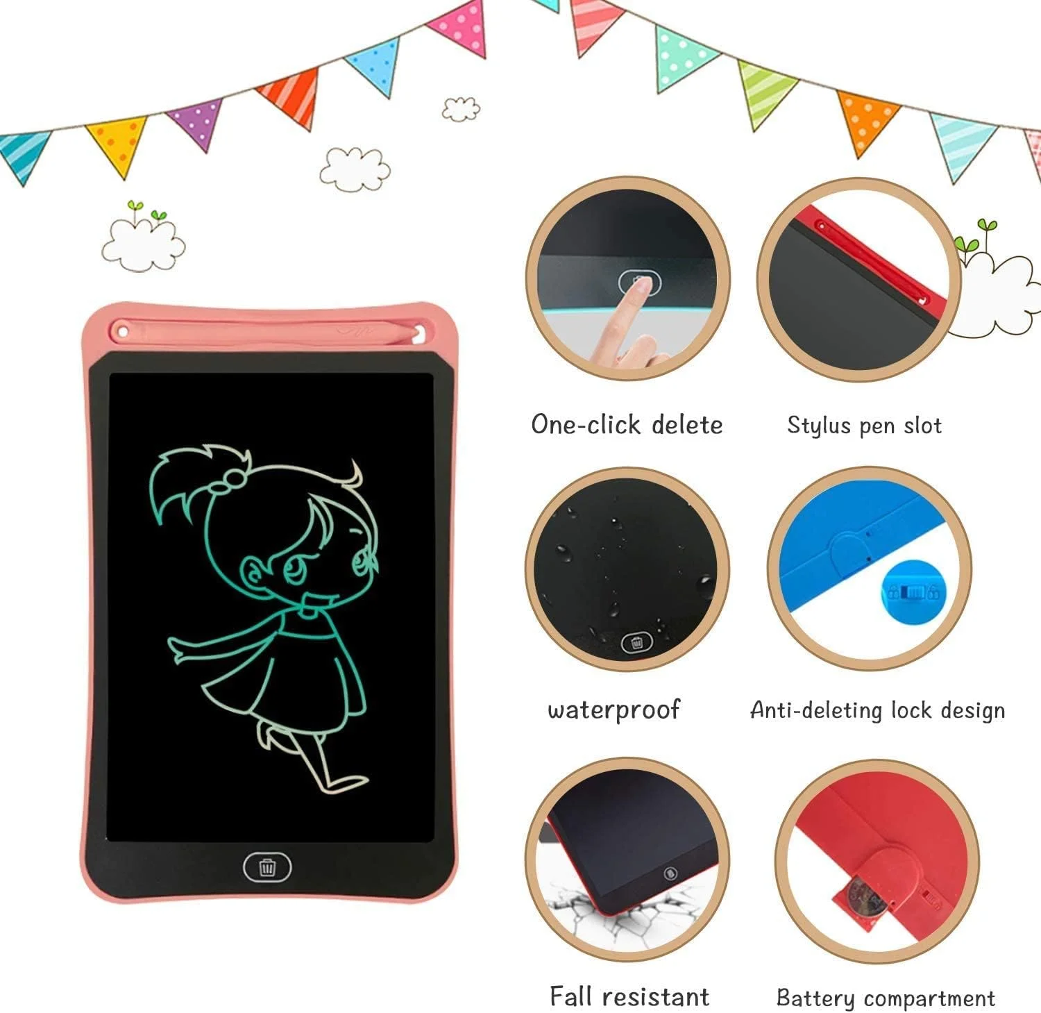 تبلت نوشتاری LCD، تبلت طراحی رنگارنگ 8.5 اینچی، پد طراحی الکترونیکی قابل پاک کردن و استفاده مجدد، اسباب بازی آموزشی و یادگیری برای پسران و دختران 2 تا 7 ساله تبلت نوشتاری LCD، تبلت طراحی رنگارنگ 8.5 اینچی، پد طراحی الکترونیکی قابل پاک کردن و استفاده مجدد، اسباب بازی آموزشی و یادگیری برای پسران و دختران 2 تا 7 ساله
