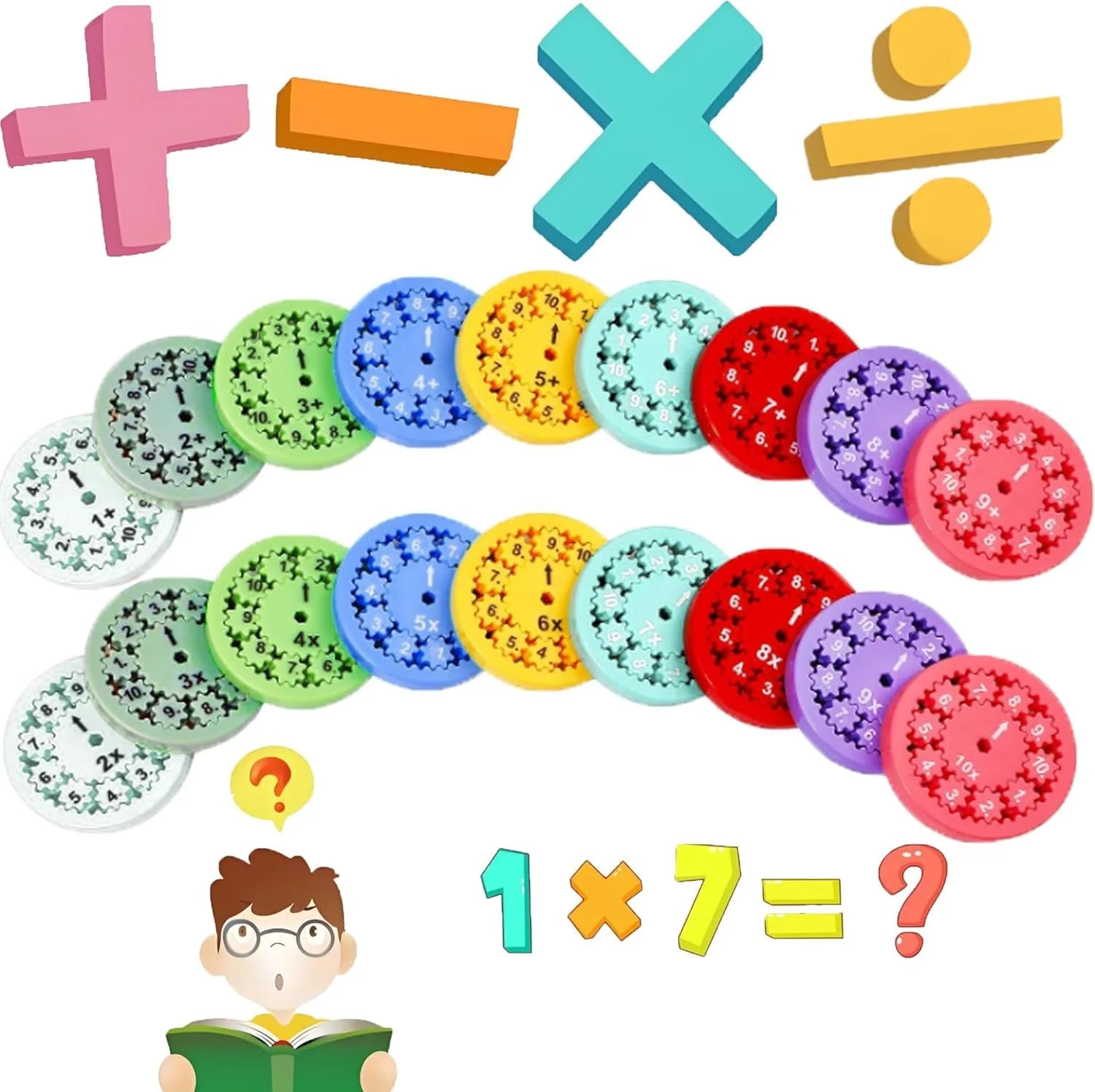 مجموعه اسباب بازی آموزشی چرخشی ریاضی AWH شامل 18 عدد – چرخنده های دو طرفه ضرب و تقسیم برای کودکان و بزرگسالان – ابزار کمک آموزشی سرگرم کننده در کلاس و ابزار کاهش استرس