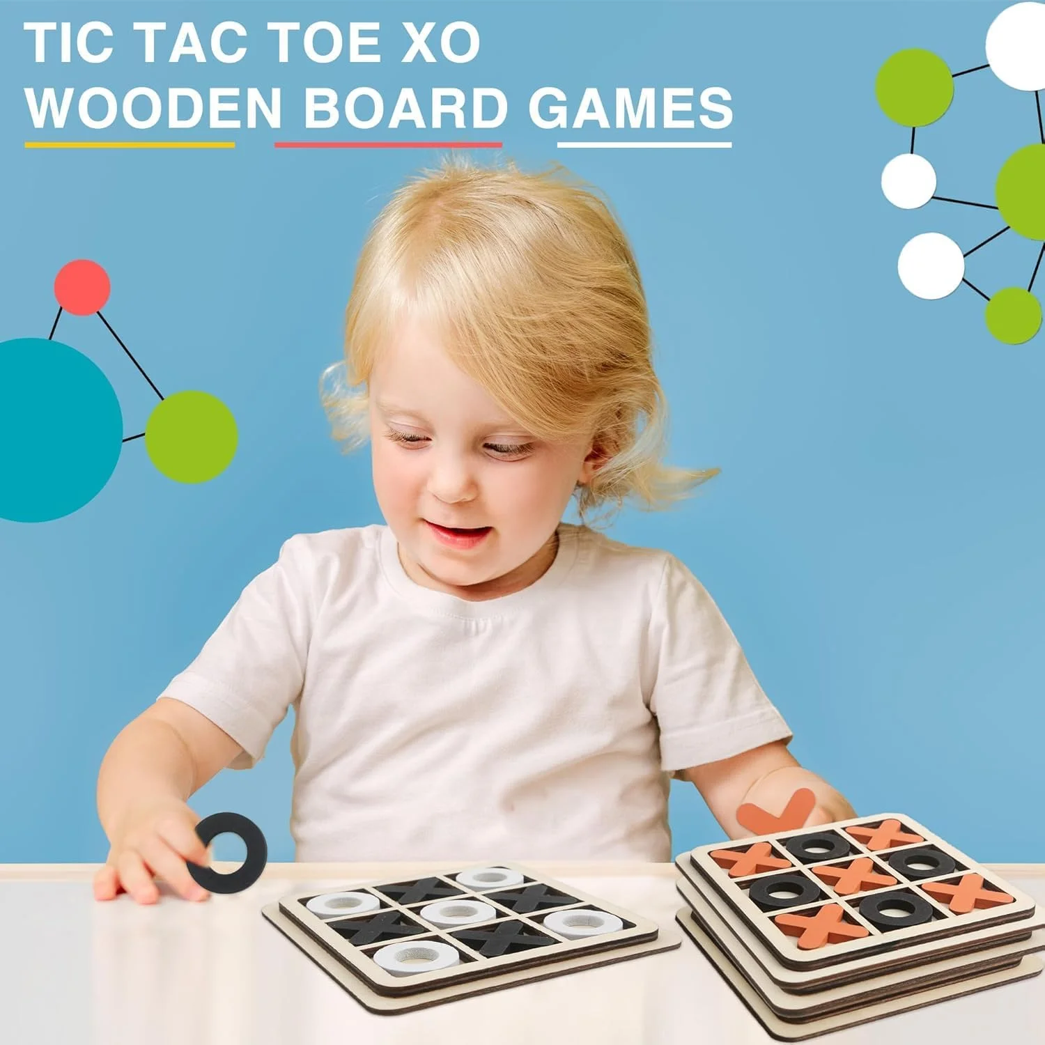 مجموعه 8 عددی بازی فکری چوبی دوز – پازل استراتژیک کلاسیک XO برای خانواده و دوستان – بازی فکری آموزشی قابل حمل و مناسب سفر – تقویت کننده ذهن برای مهمانی ها و دورهمی ها