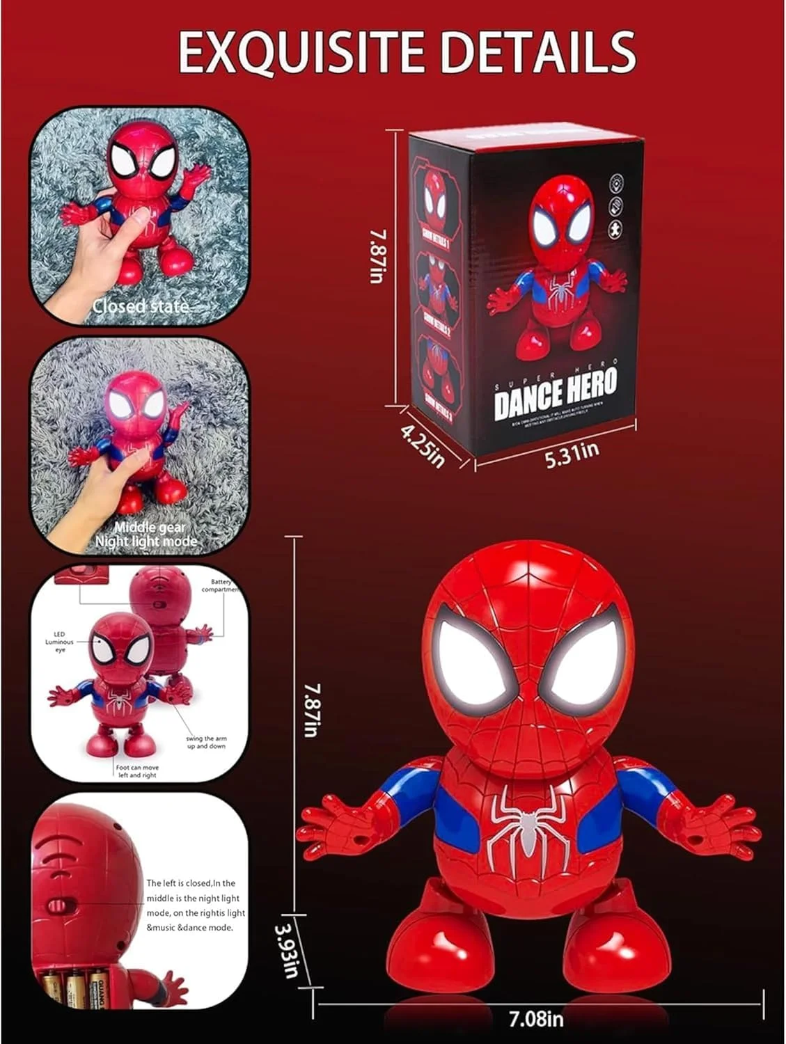 ربات رقصنده تعاملی AWH برای کودکان - موسیقی، چراغ های LED چشمک زن و حرکت هوشمندانه، اسباب بازی جذاب برای راه رفتن و رقصیدن برای ذهن های کنجکاو 3 تا 7 سال