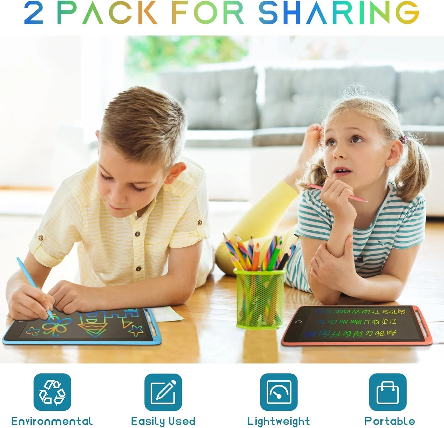 مجموعه دو عددی تبلت نوشتاری 10 اینچی AWH، پد طراحی پاک شدنی برای کودکان 2 تا 6 سال، اسباب بازی آموزشی سرگرم کننده برای پسران و دختران، ایده آل برای یادگیری و خلاقیت!