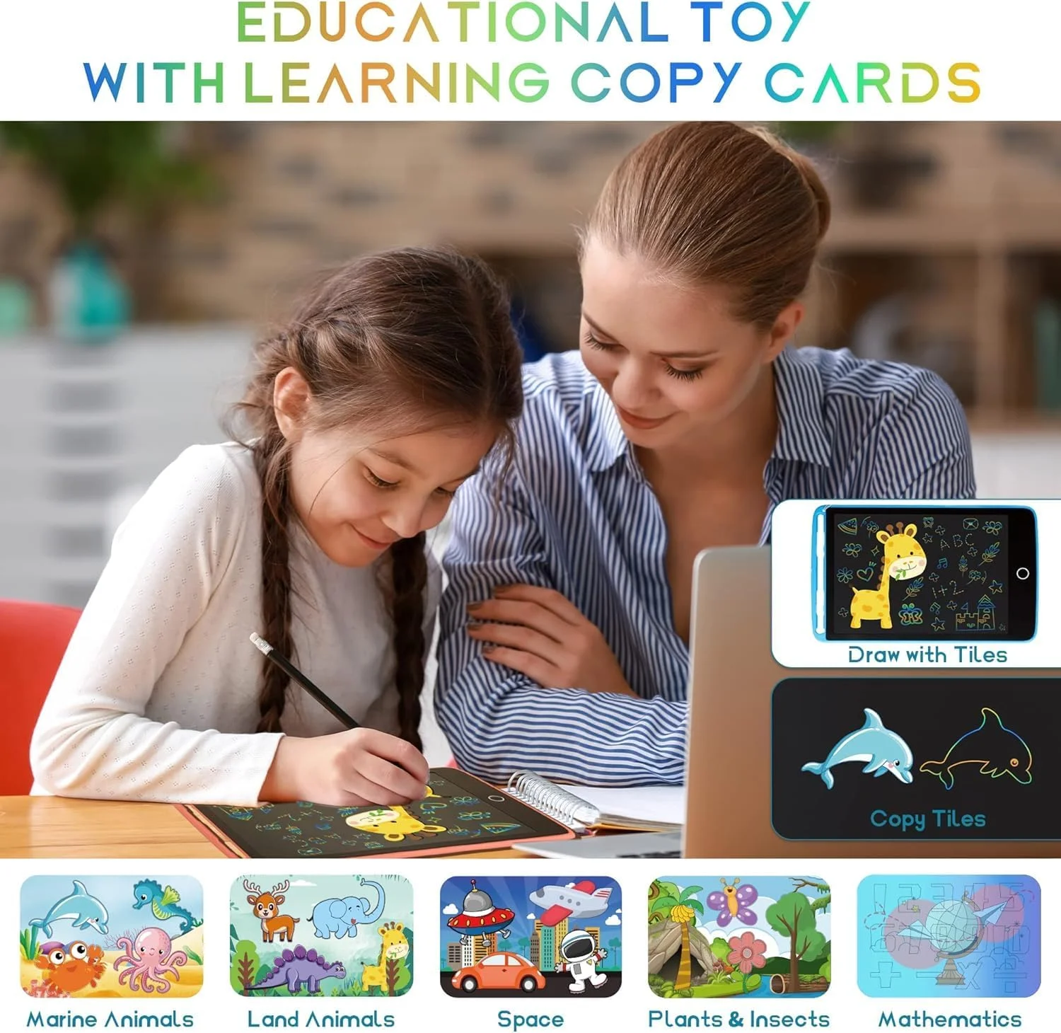 مجموعه دو عددی تبلت نوشتاری 10 اینچی AWH، پد طراحی پاک شدنی برای کودکان 2 تا 6 سال، اسباب بازی آموزشی سرگرم کننده برای پسران و دختران، ایده آل برای یادگیری و خلاقیت!