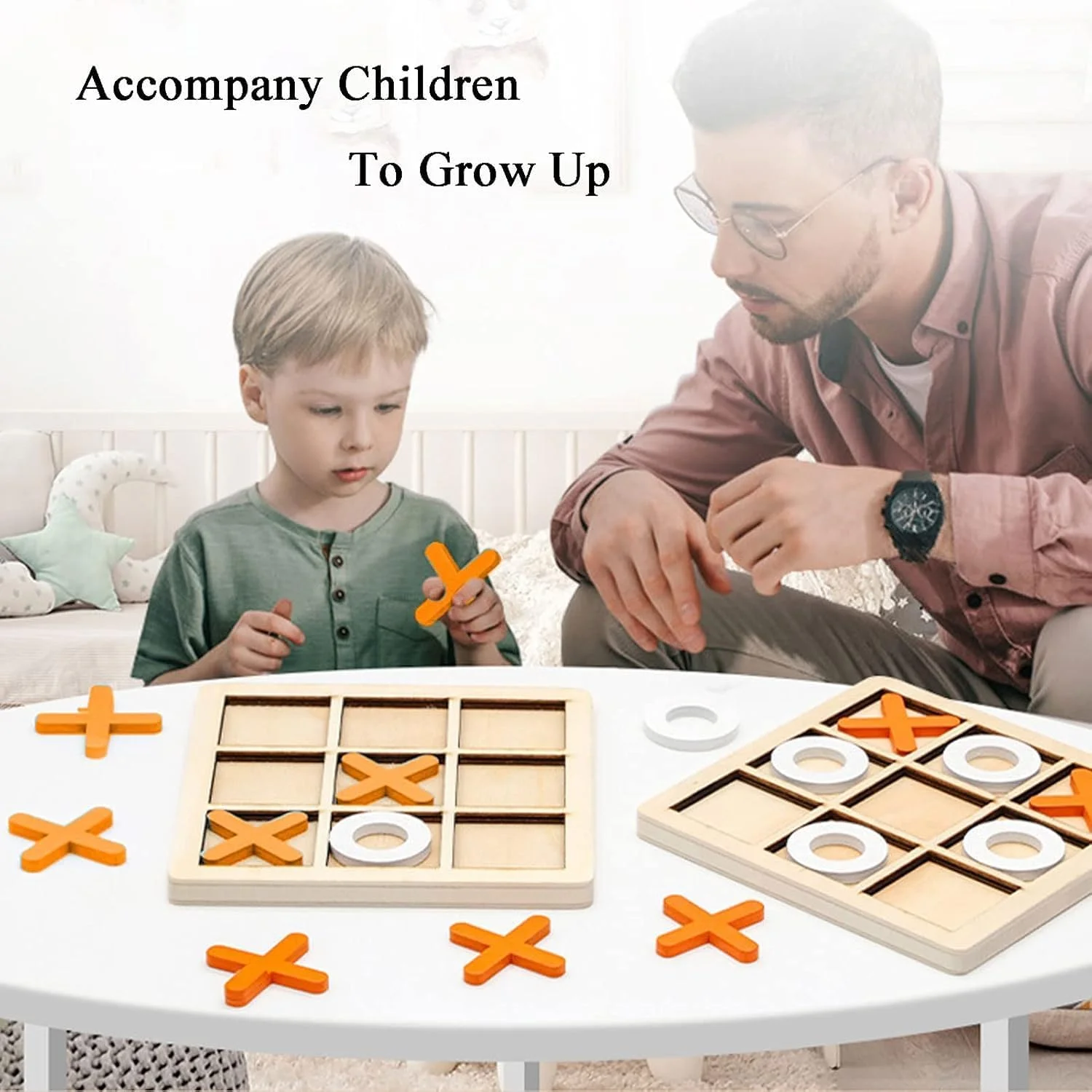 مجموعه 4 عددی بازی فکری دوز چوبی – بازی پازلی استراتژیک XO کلاسیک برای خانواده و دوستان – بازی رومیزی قابل حمل و مناسب مسافرت – بازی جذاب تقویت کننده ذهن برای دورهمی ها