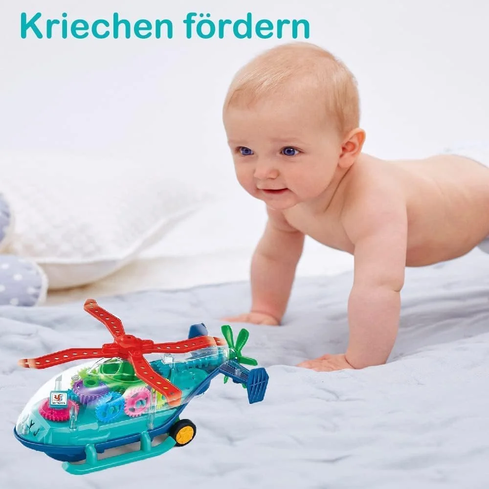 اسباب بازی هلیکوپتر تعاملی AWH برای نوزادان - موسیقی، نور و حرکت برای یادگیری اولیه، هواپیمای آموزشی برای کودکان 6 ماهه تا 6 ساله