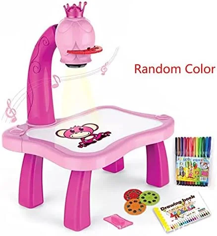 میز تحریر کودک با پروژکتور هوشمند، اسباب بازی میز نقاشی کودکانه با نور و موسیقی، ابزار آموزشی کودکان، میز طراحی