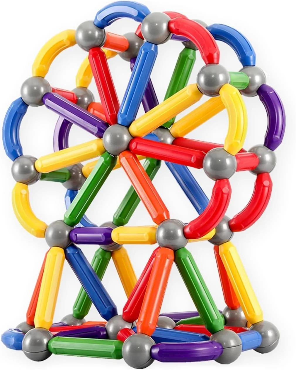 مجموعه ساختنی میله و توپ مغناطیسی AWH 42 قطعه – اسباب بازی ساخت و ساز STEM با میله ها و بلوک های رنگارنگ برای بازی مهندسی خلاقانه – مجموعه مغناطیسی آموزشی برای کودکان