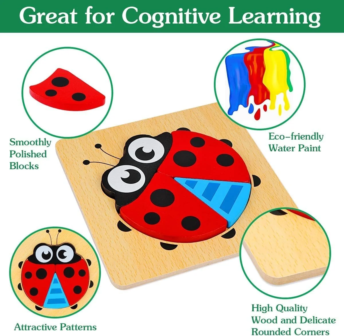 پازل مرتب سازی اشکال حیوانات AWH، بسته 6 عددی - پازل های چوبی برای کودکان نوپا 1 تا 3 ساله - اسباب بازی های آموزشی مونته سوری برای پسران و دختران 1، 2 و 3 ساله، پازل های اره منبت کاری اره مویی برای رشد مغز کودک