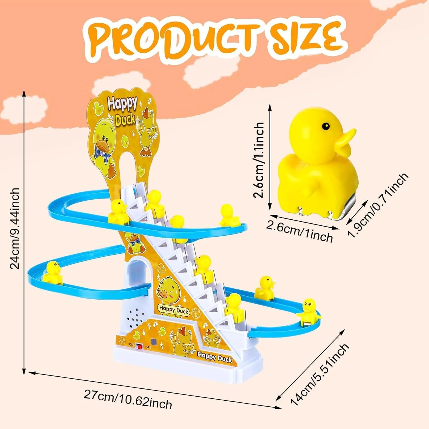 اسباب بازی اردک کوهنورد اتوماتیک 3 سرسره – ست پیست مسابقه اردک کارتونی سرگرم کننده با نور و موسیقی – اسباب بازی سرسره برقی تعاملی برای کودکان – شامل 3 اردک دوست داشتنی برای سرگرمی بی پایان