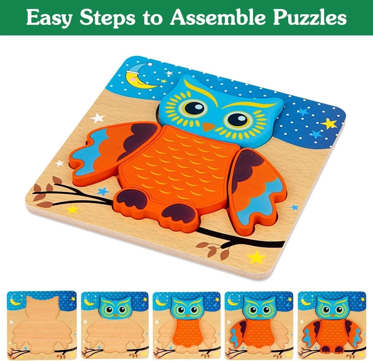 پازل مرتب سازی اشکال حیوانات AWH، بسته 6 عددی - پازل های چوبی برای کودکان نوپا 1 تا 3 ساله - اسباب بازی های آموزشی مونته سوری برای پسران و دختران 1، 2 و 3 ساله، پازل های اره منبت کاری اره مویی برای رشد مغز کودک