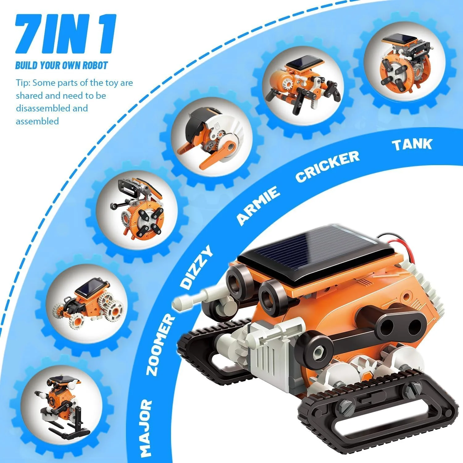 کیت ربات خورشیدی 7 در 1 – مجموعه آموزشی STEM، کیت آزمایش علمی DIY با انرژی خورشیدی، اسباب بازی یادگیری مهندسی خلاقانه برای پسران و دختران 8 تا 10 ساله - رنگ های مختلف