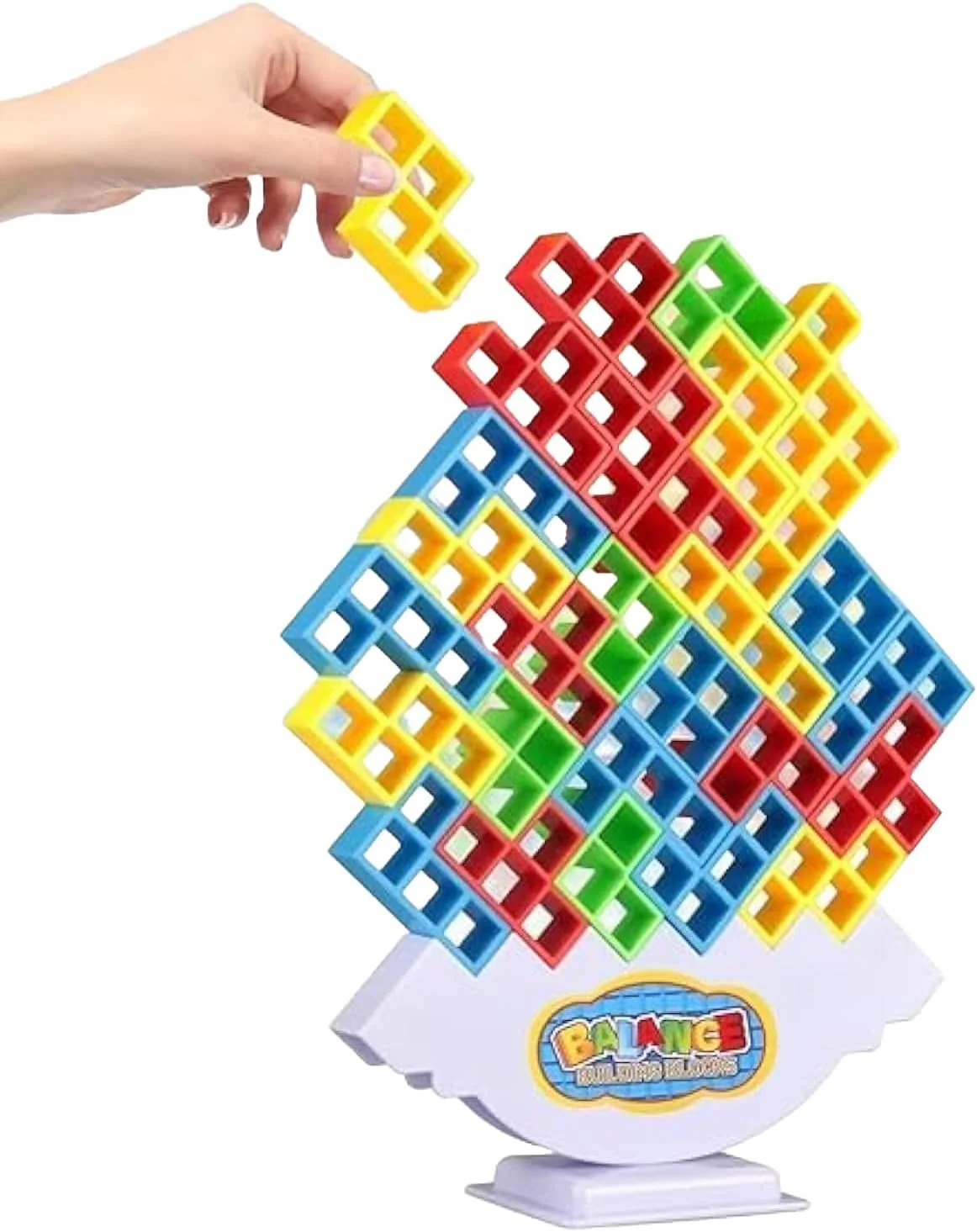 بازی برج تترا AWH - مجموعه بلوک ساختمانی آموزشی 48 قطعه ای برای کودکان نوپا و بچه های 2 سال به بالا، اسباب بازی یادگیری STEM رنگارنگ برای هماهنگی چشم و دست